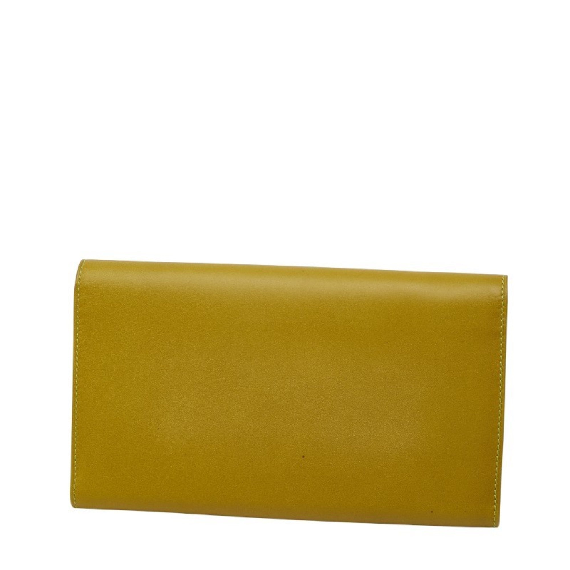Salvatore Ferragamo Green Leather Long Wallet (Bi-Fold) (Pre-Owned)
