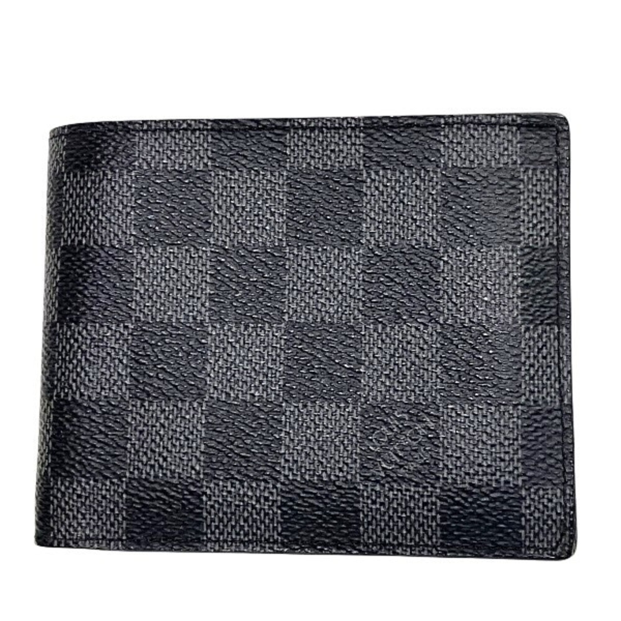 Louis Vuitton Gray Canvas Leather Wallet (Bi-Fold) (Pre-Owned)