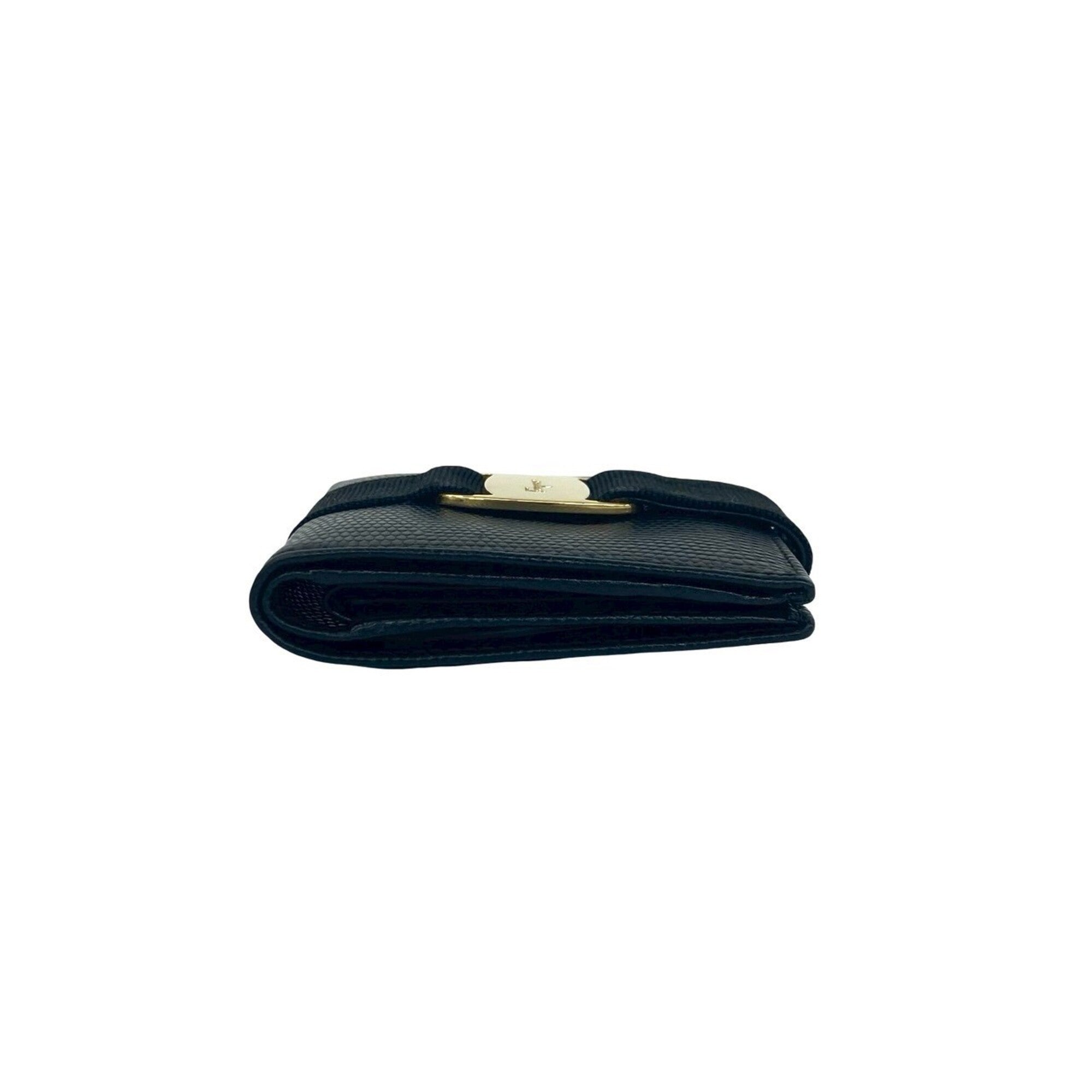 Salvatore Ferragamo Black Leather Wallet (Bi-Fold) (Pre-Owned)