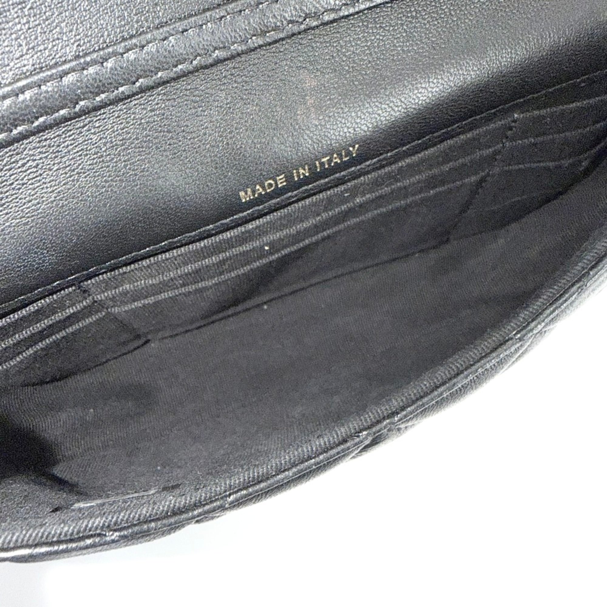 Chanel Matelasse Black Leather Pochette Shoulder Bag (Pre-Owned)