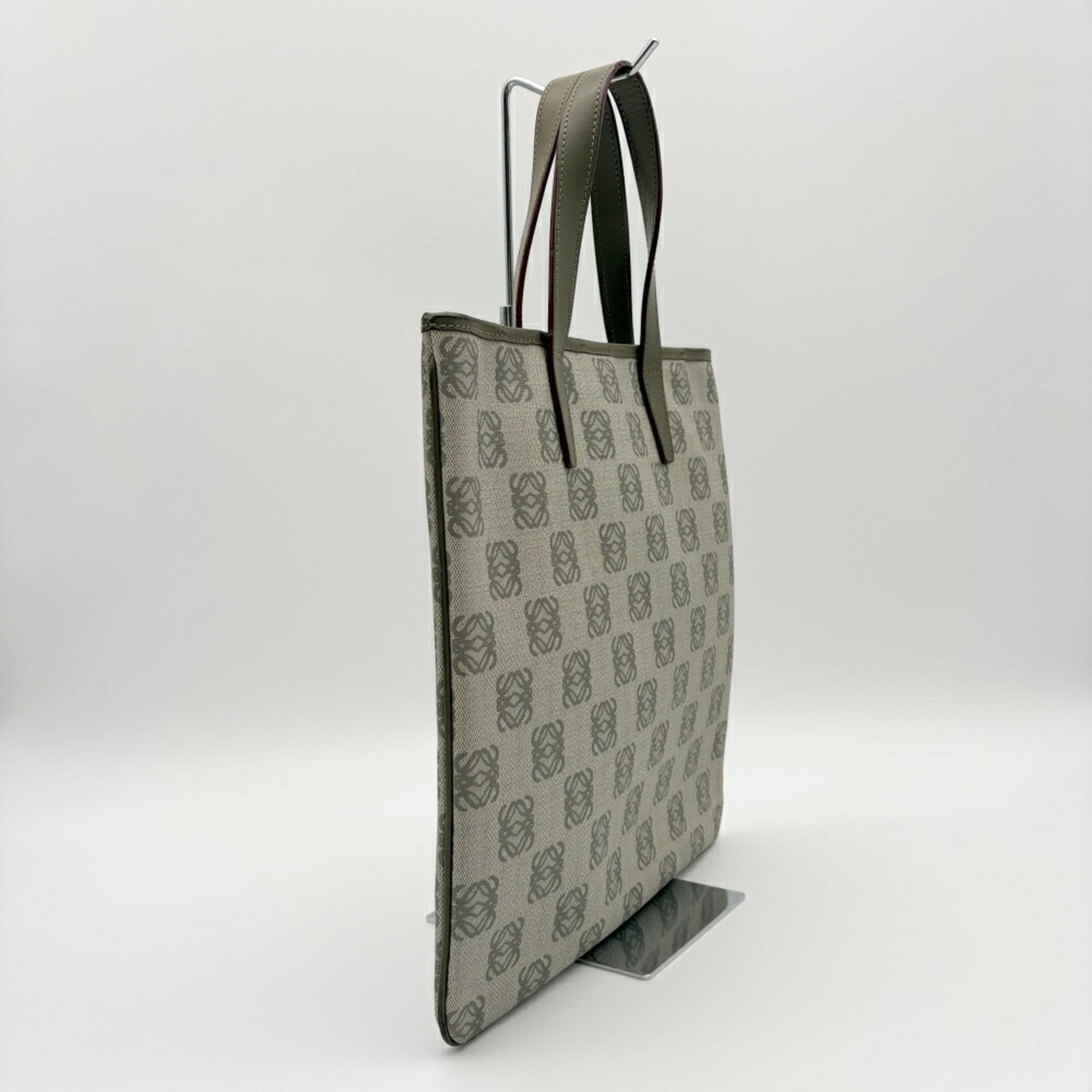Loewe Gray Khaki Leather Pvc Handbag Tote Bag (Pre-Owned)