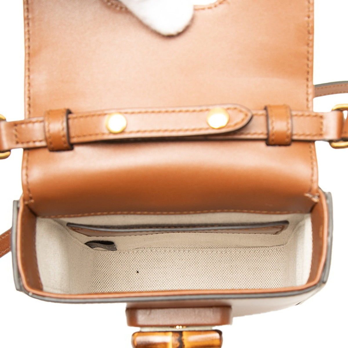 Gucci Bamboo Brown Leather Handbag Shoulder Bag (Pre-Owned)