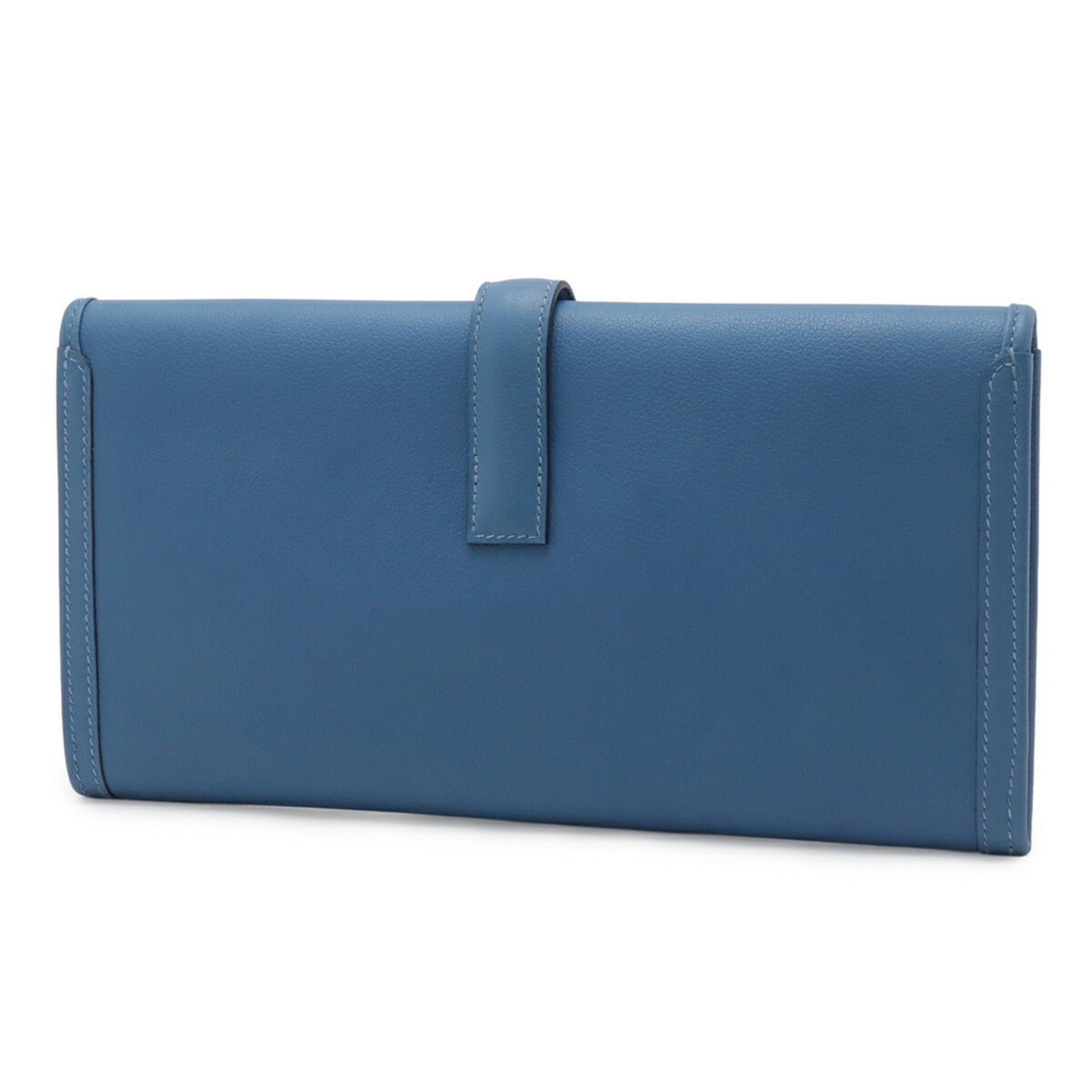 Hermes Jige Blue Leather Clutch Bag Handbag (Pre-Owned)