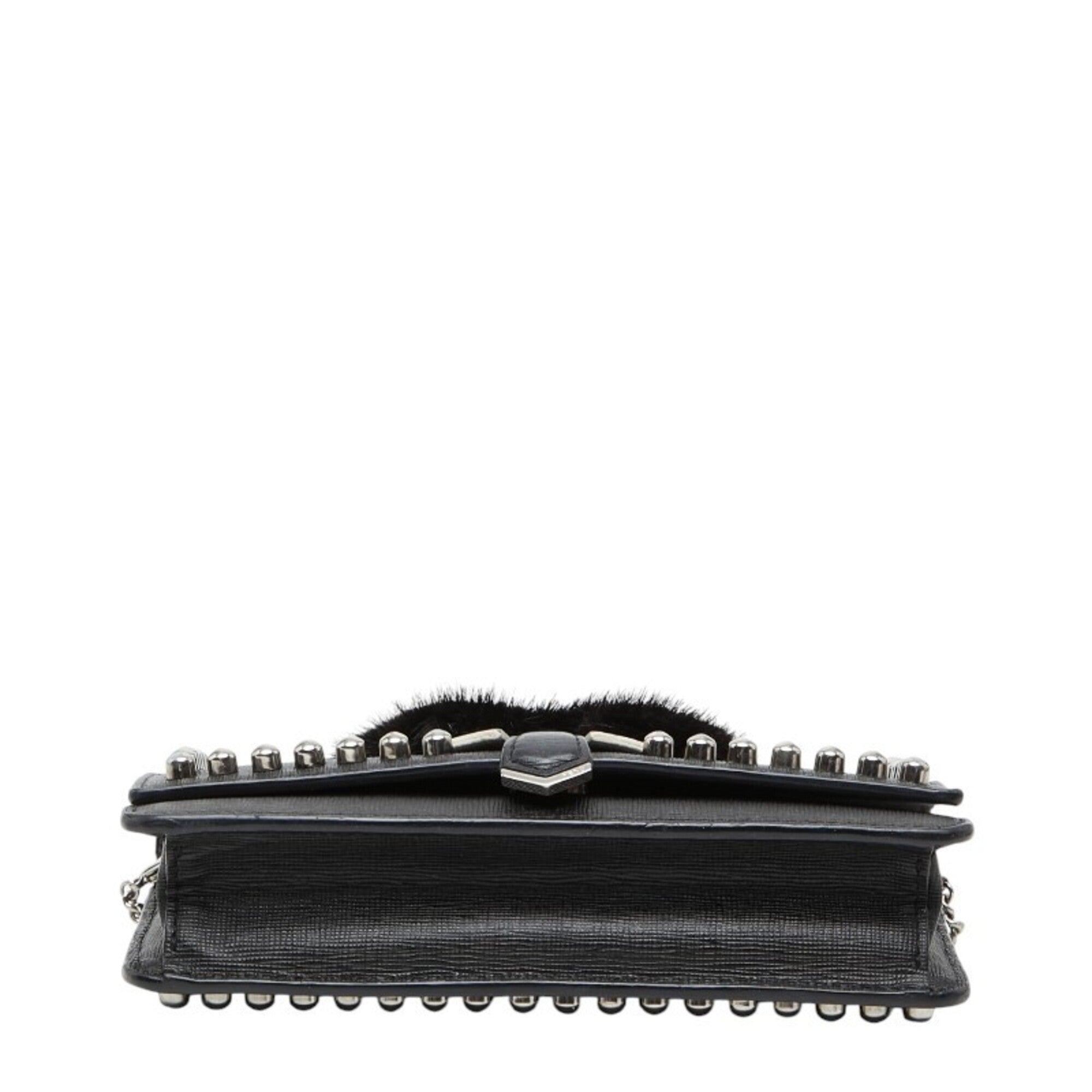 Fendi Black Multi-Color Leather Fur Shoulder Bag (Pre-Owned)