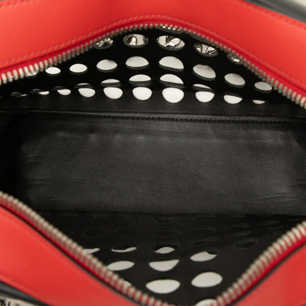 Prada Black Red Color Leather Pouch Tote Bag (Pre-Owned)