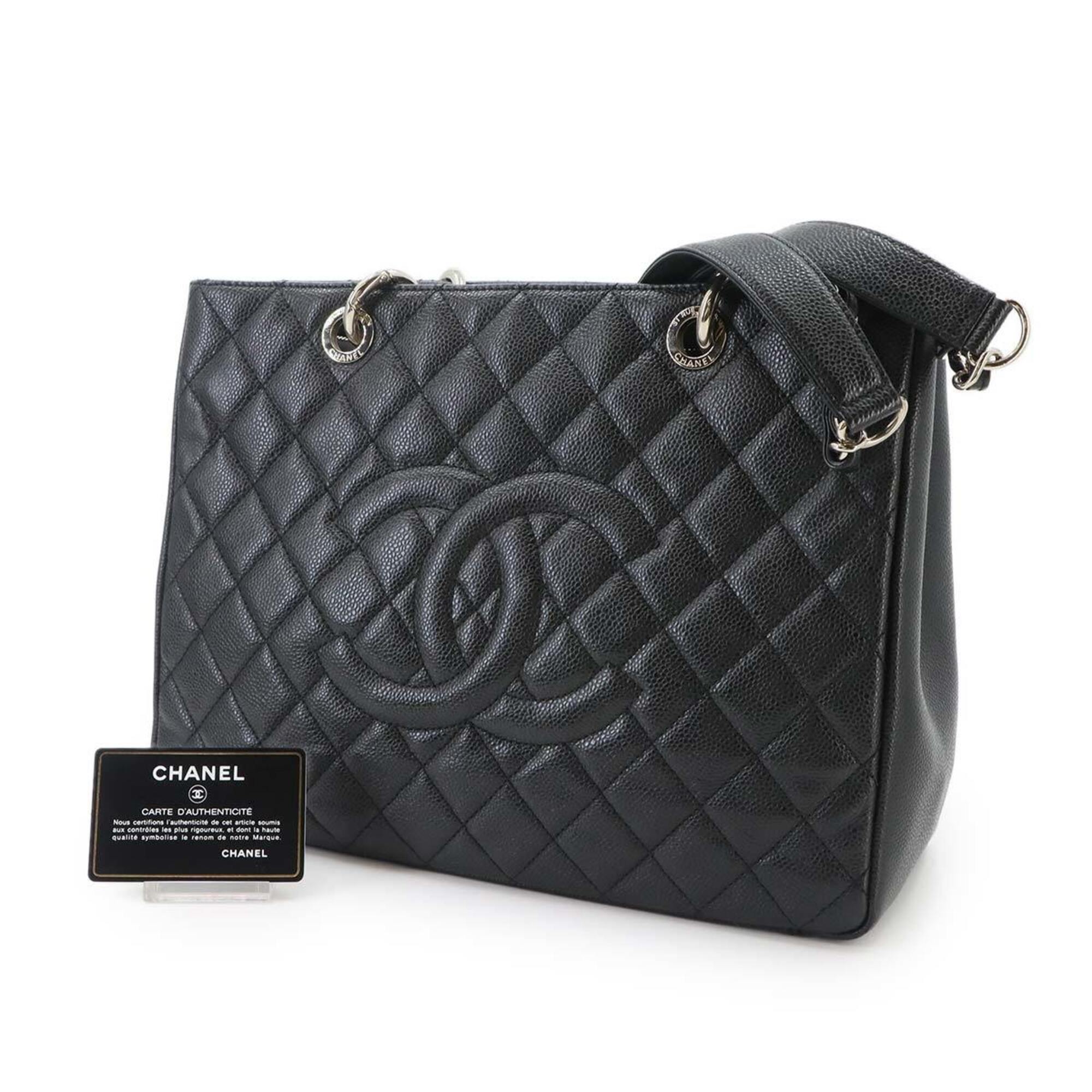 Chanel Black Grained Calfskin Handbag Tote Bag (Pre-Owned)