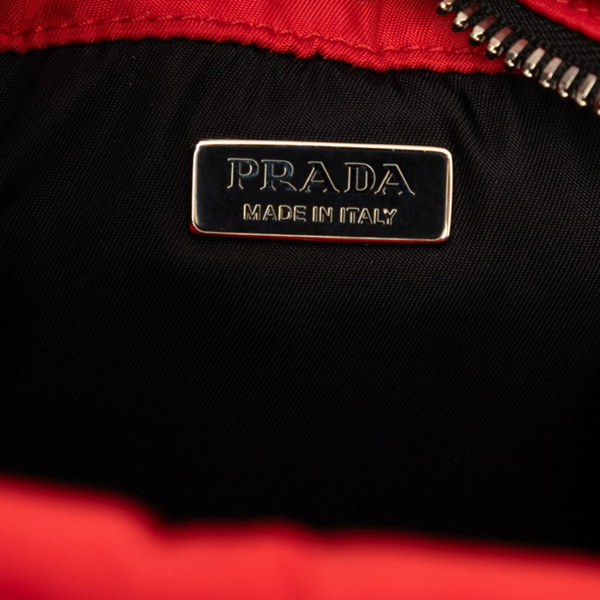 Prada Black Red Color Nylon Handbag Shoulder Bag (Pre-Owned)