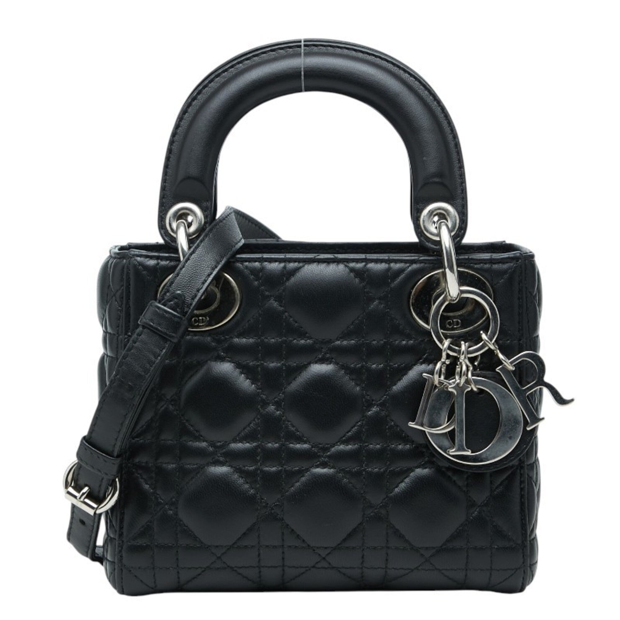 Christian Dior Black Leather Handbag Shoulder Bag (Pre-Owned)
