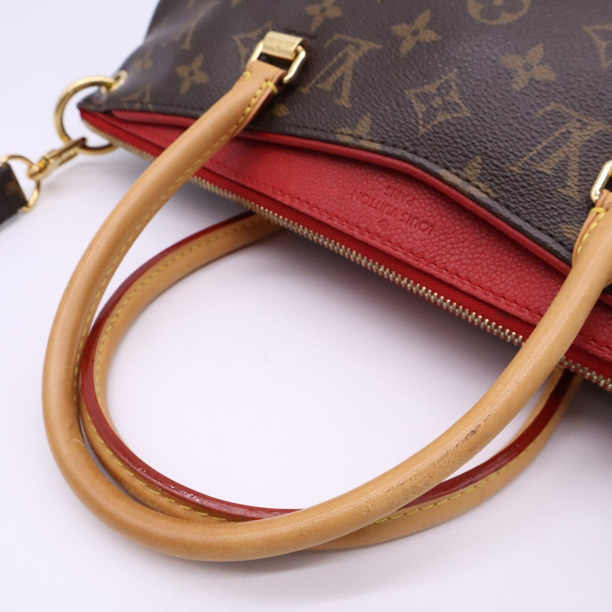 Louis Vuitton Beige Brown Coated Canvas Leather Handbag (Pre-Owned)