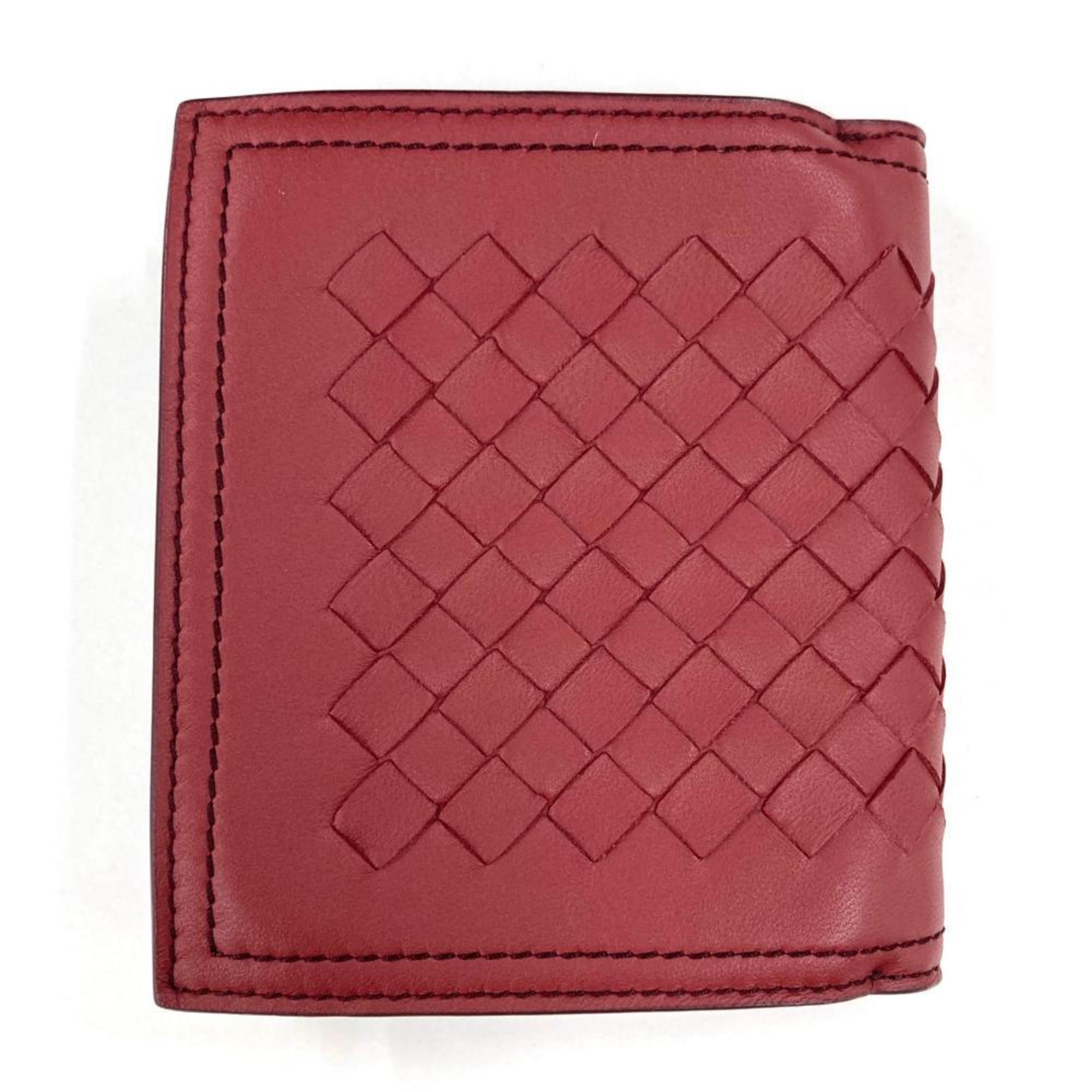 Bottega Veneta Red Color Intrecciato Wallet (Bi-Fold) (Pre-Owned)