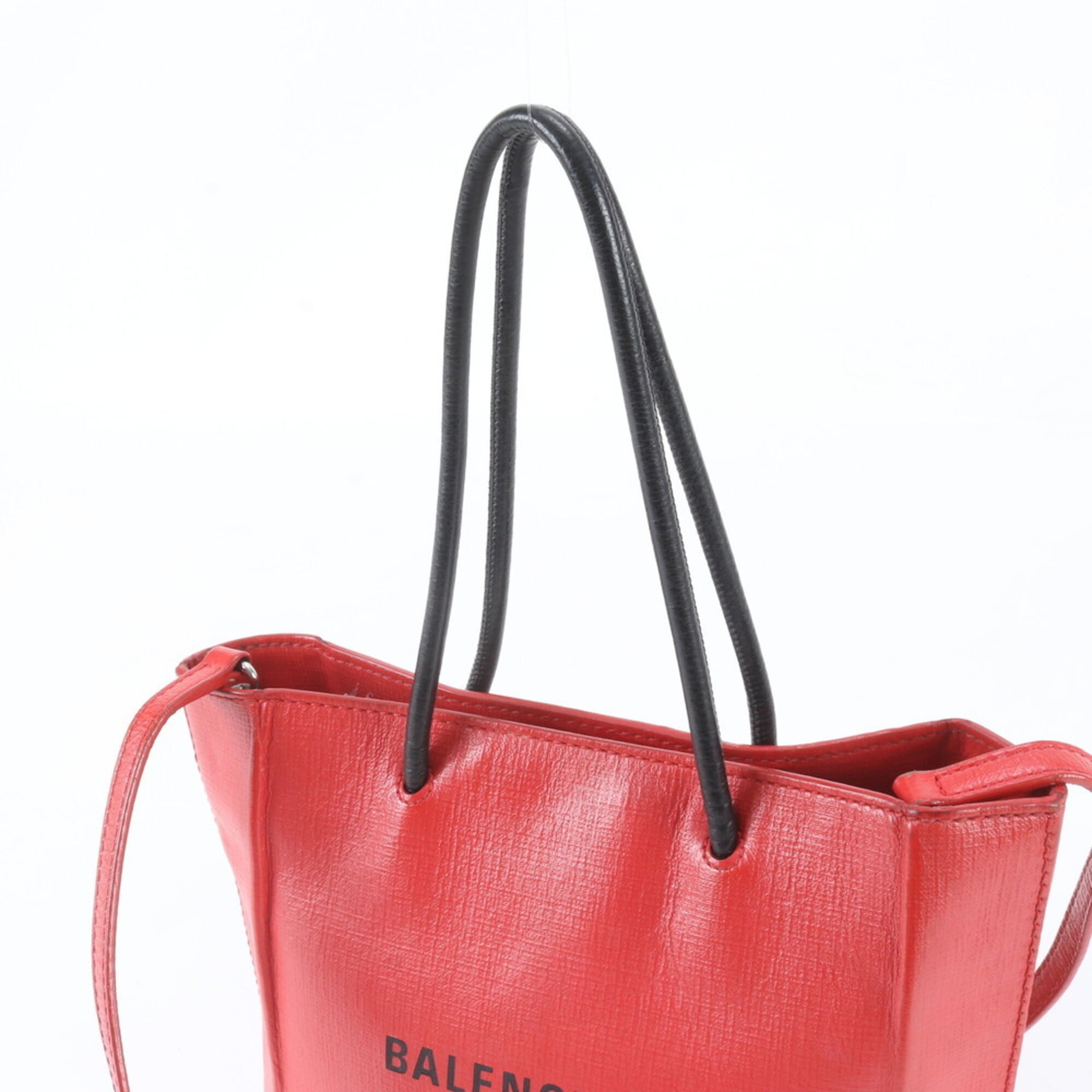 Balenciaga Red Color Leather Handbag Shoulder Bag Tote Bag (Pre-Owned)
