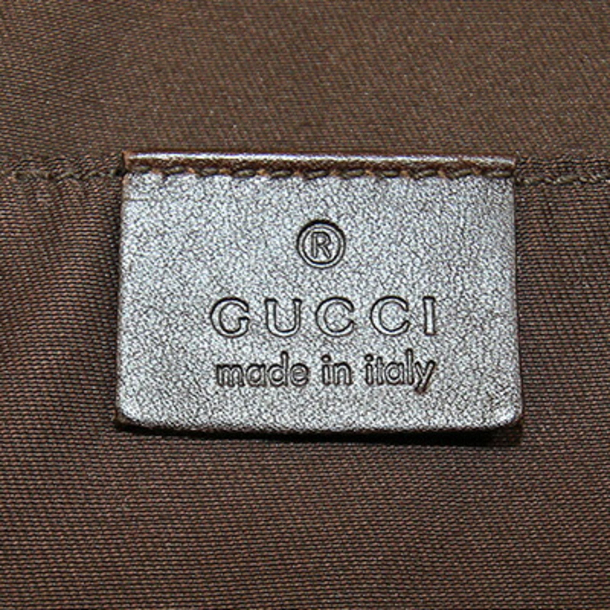 Gucci Khaki Canvas Leather Handbag Tote Bag (Pre-Owned)