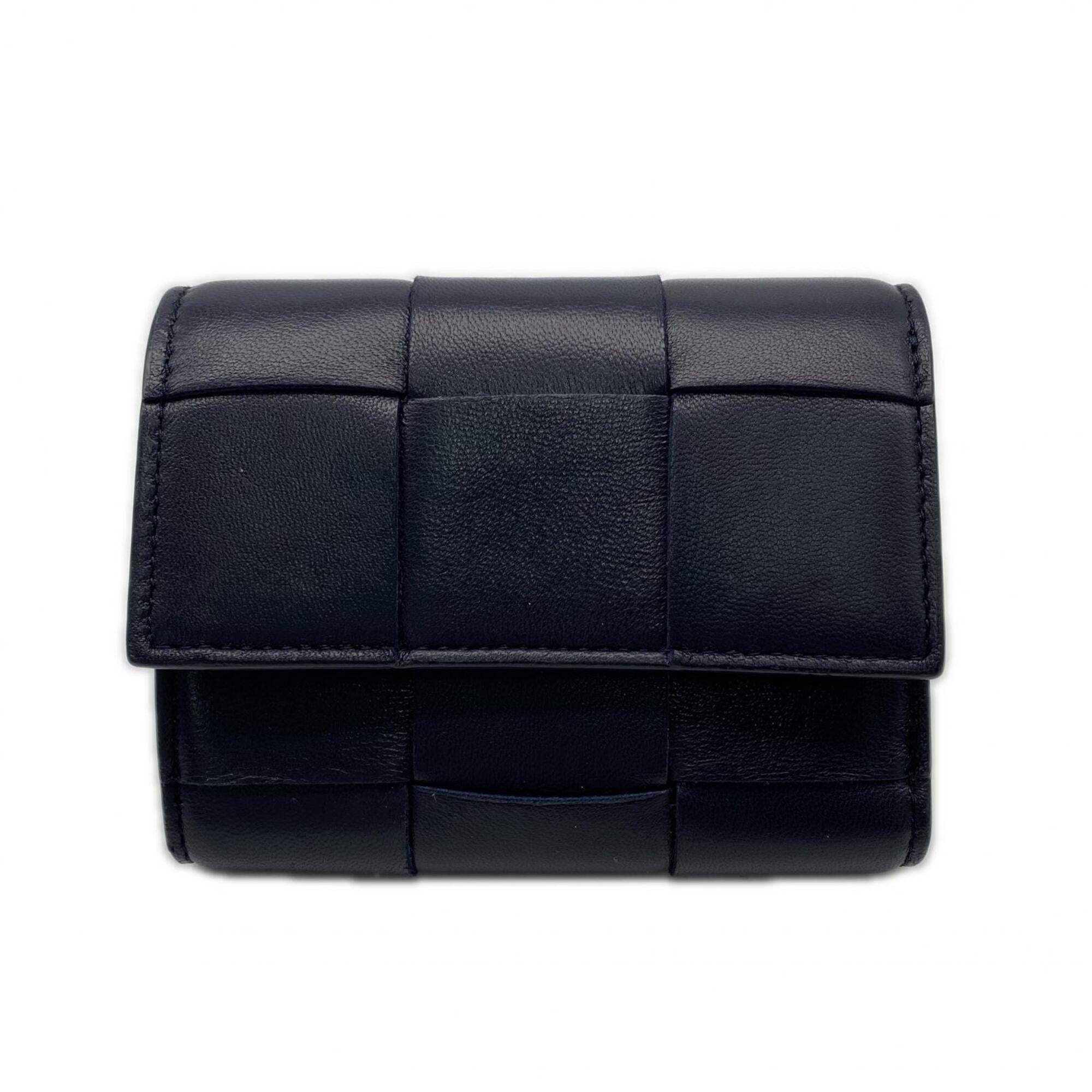 Bottega Veneta Navy Leather Wallet (Tri-Fold) (Pre-Owned)