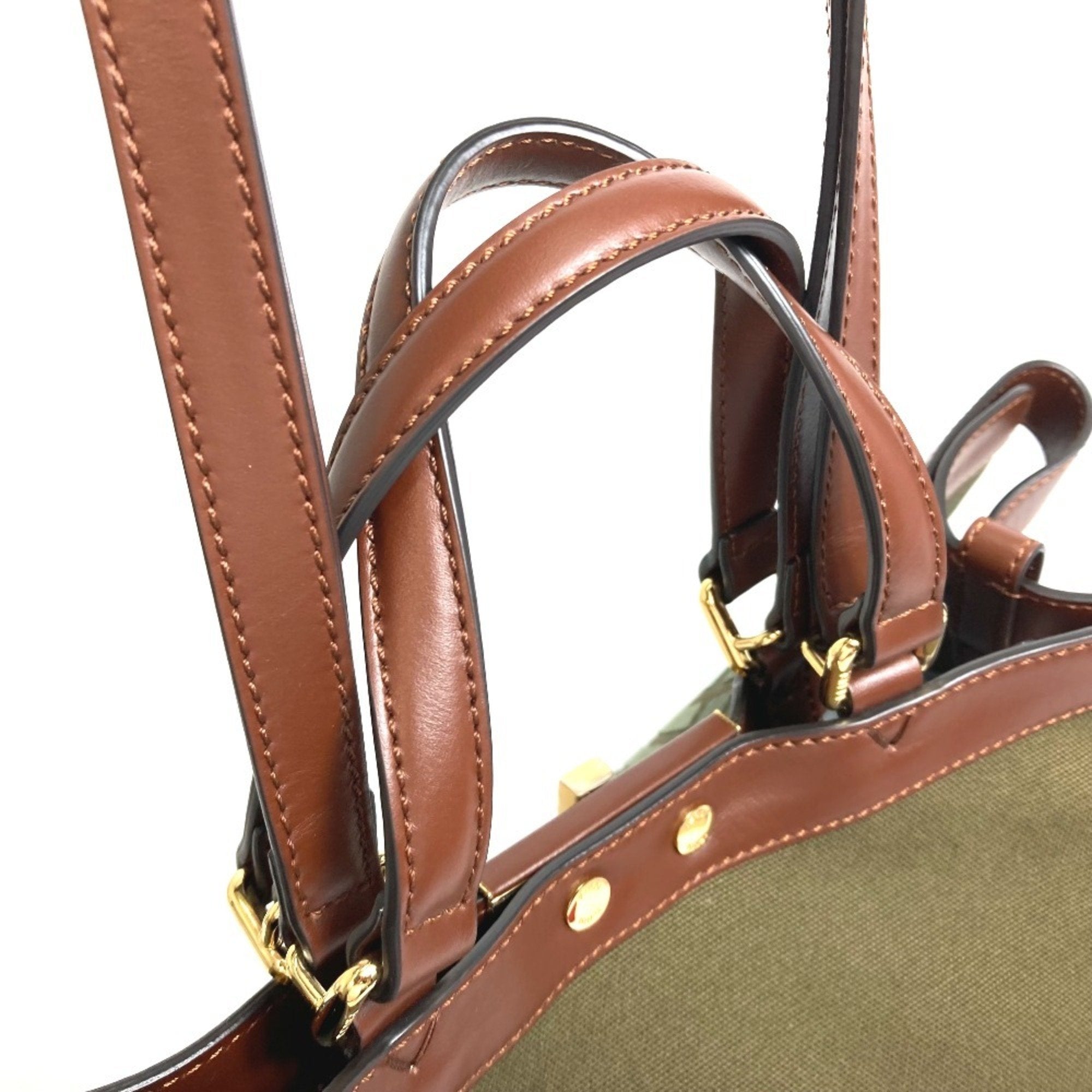 Fendi Green Cotton Shoulder Bag Tote Bag (Pre-Owned)