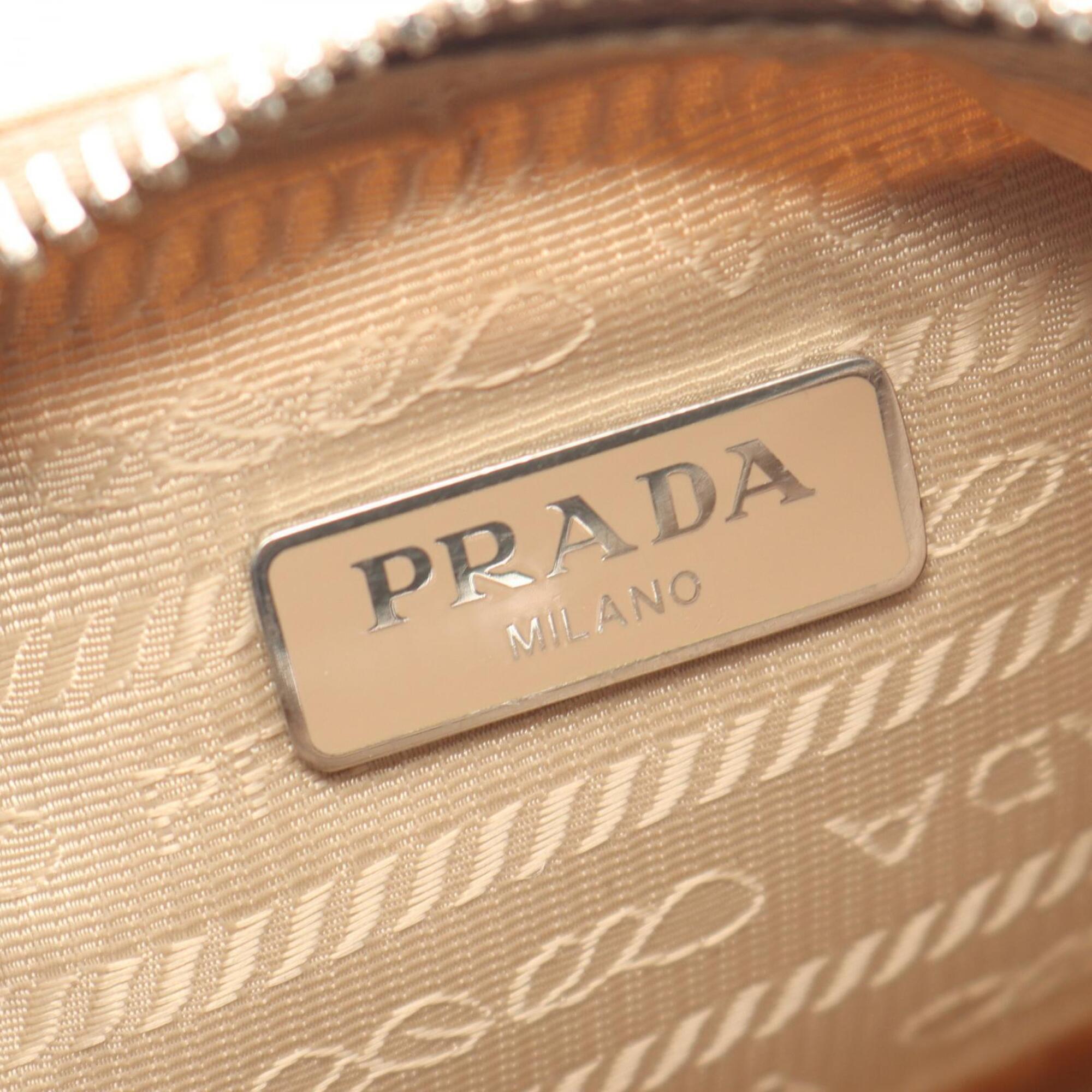 Prada Beige Nylon Leather Handbag Pouch Shoulder Bag (Pre-Owned)