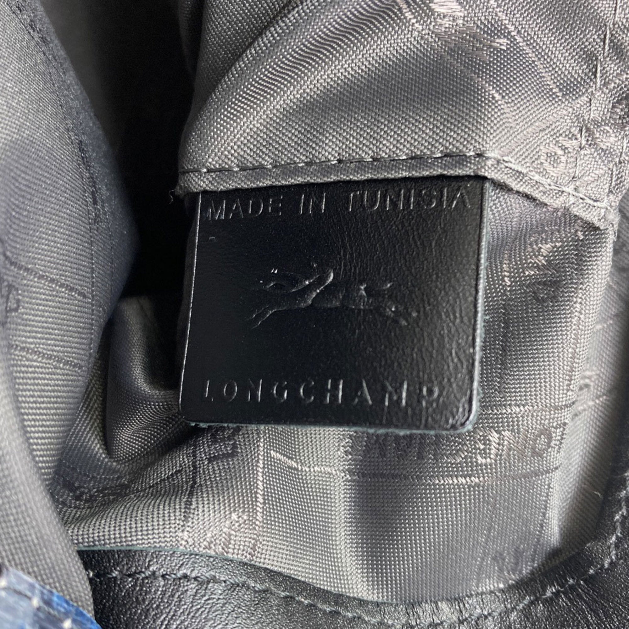 Longchamp Black Blue Leather Handbag (Pre-Owned)