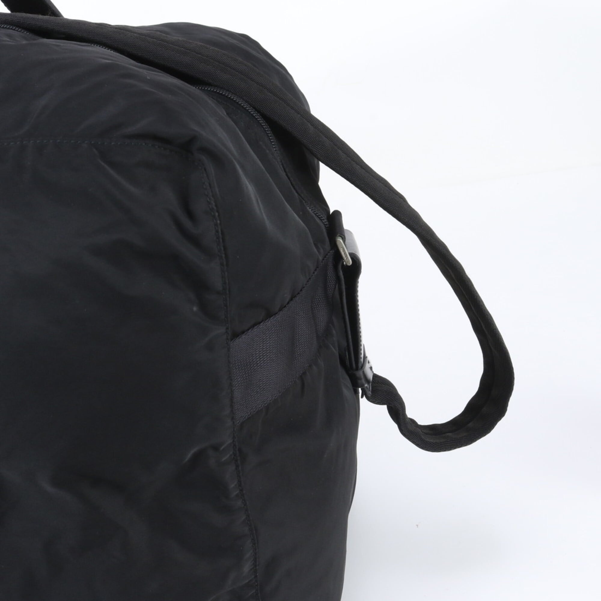Prada Black Leather Nylon Boston Bag Shoulder Bag (Pre-Owned)