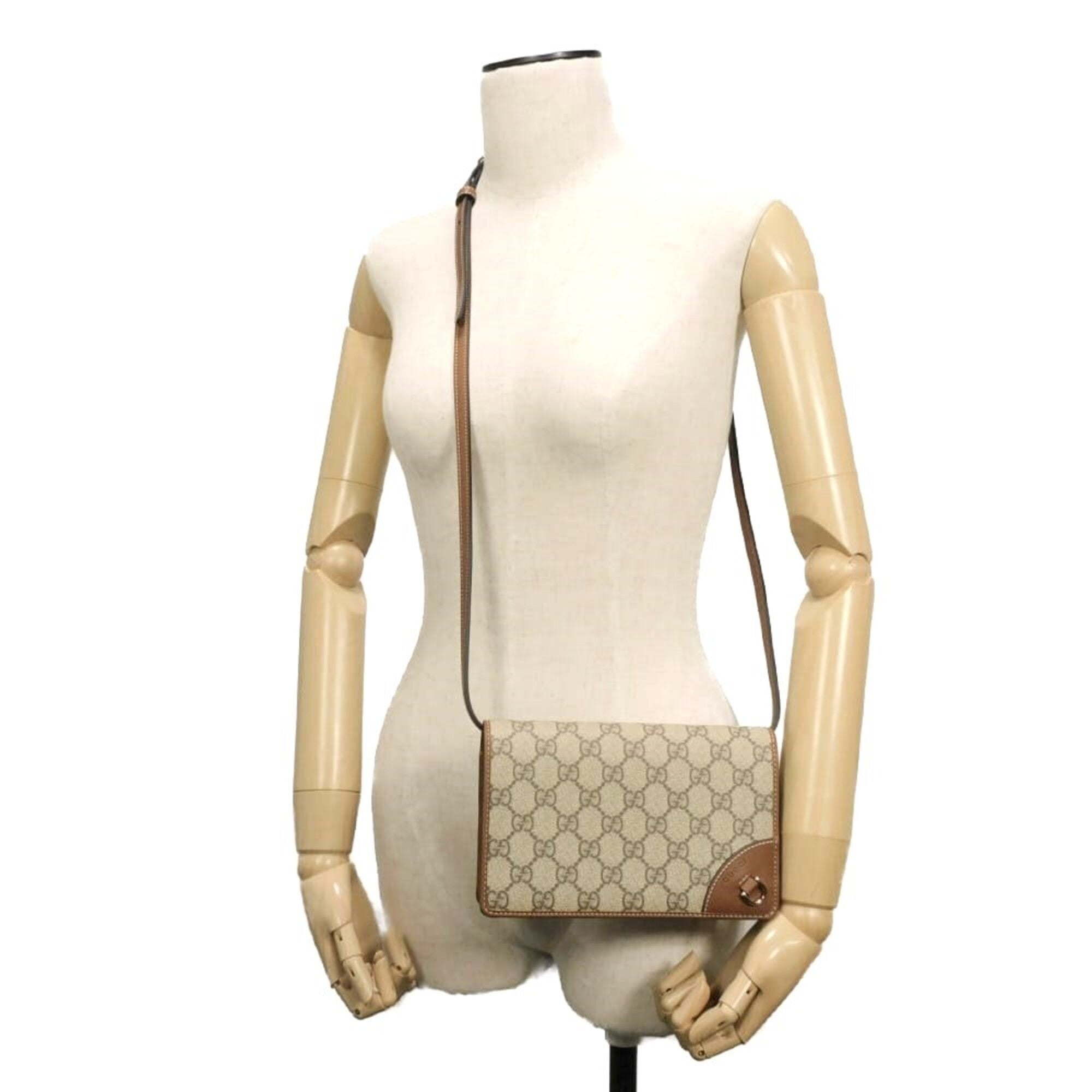 Gucci Beige Gg Supreme Leather Shoulder Bag (Pre-Owned)
