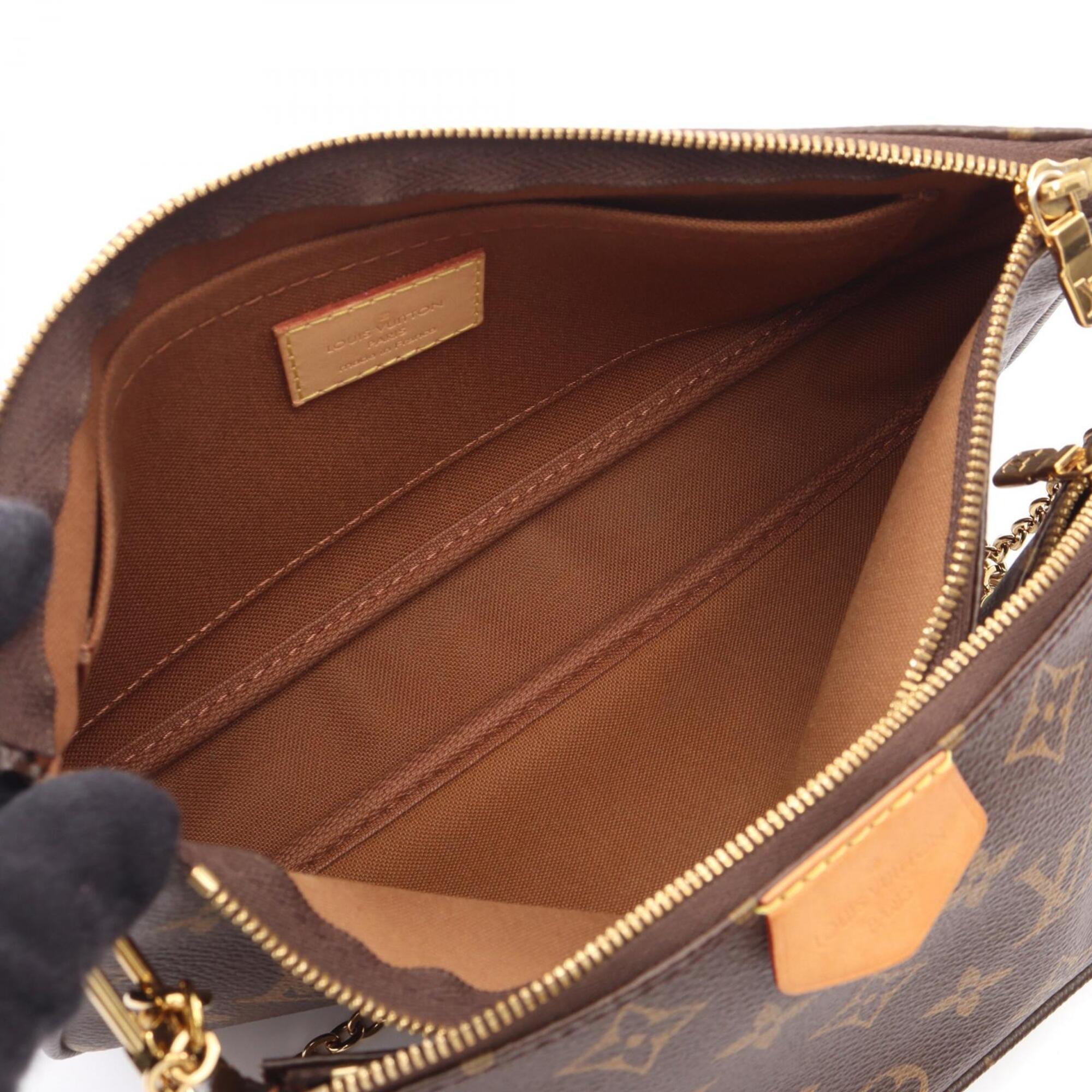 Louis Vuitton Monogram Brown Pink Coated Canvas Leather Pochette Shoulder Bag (Pre-Owned)