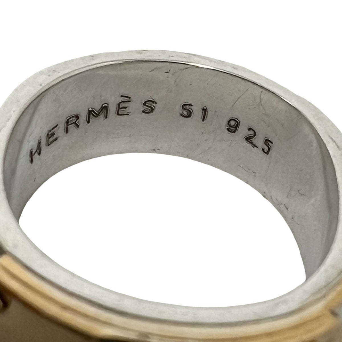 Hermes Gold Silver Yellow Gold (18K) Silver 925 Band Ring (Pre-Owned)