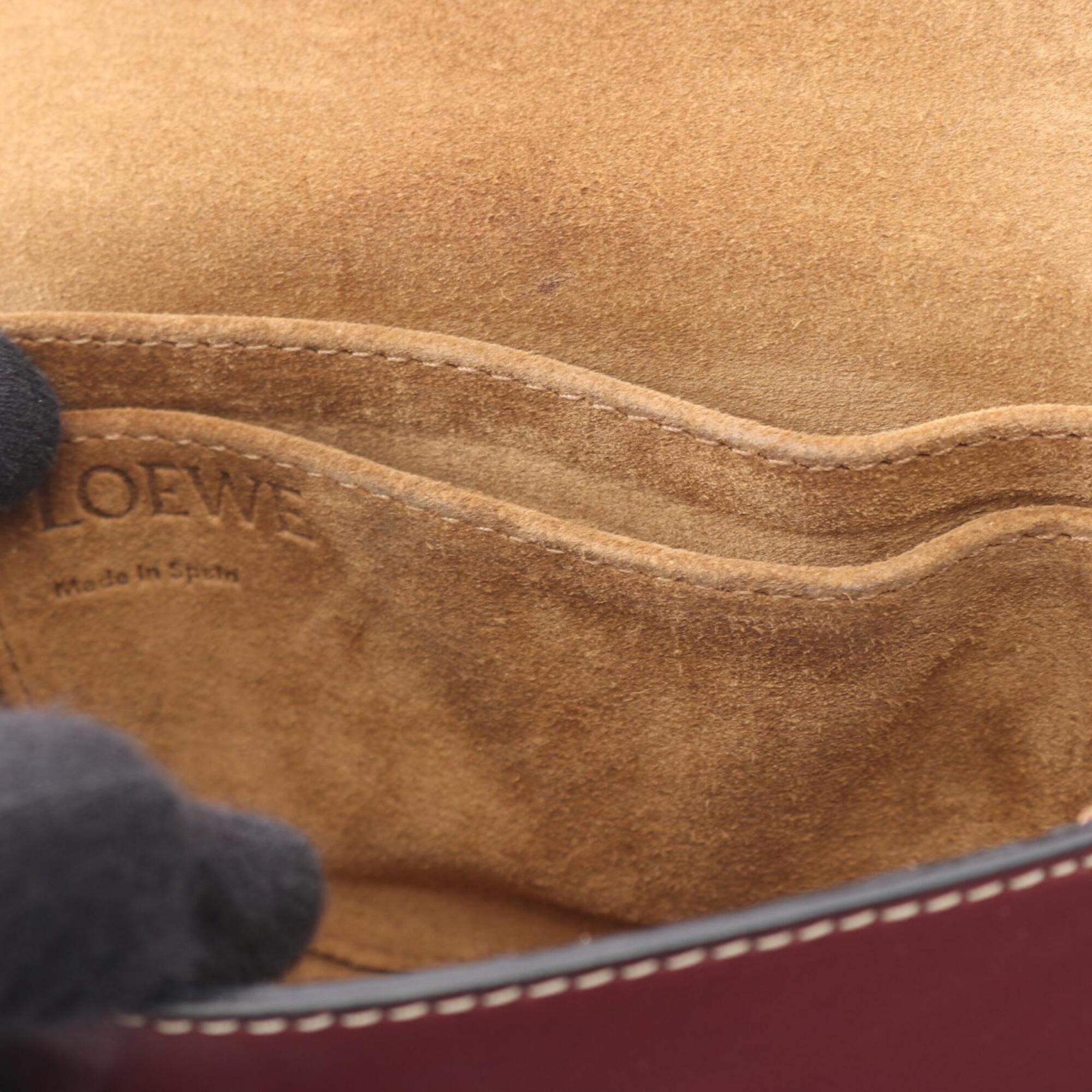Loewe Bordeaux Leather Handbag Shoulder Bag (Pre-Owned)