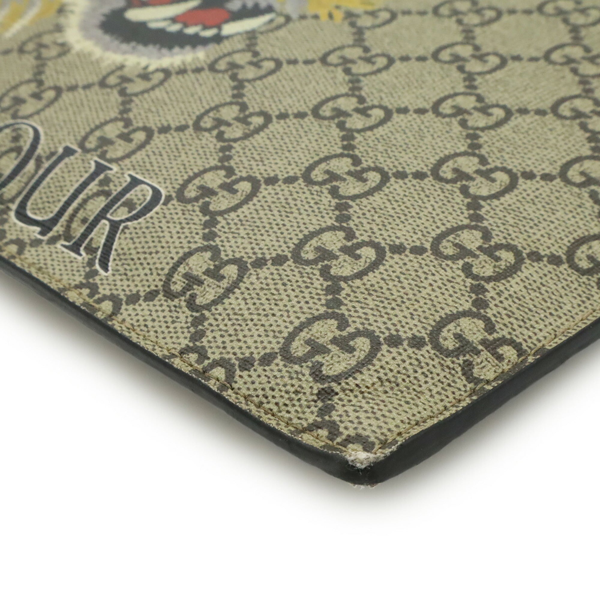 Gucci Beige Khaki Multi-Color Yellow Gg Supreme Clutch Bag (Pre-Owned)