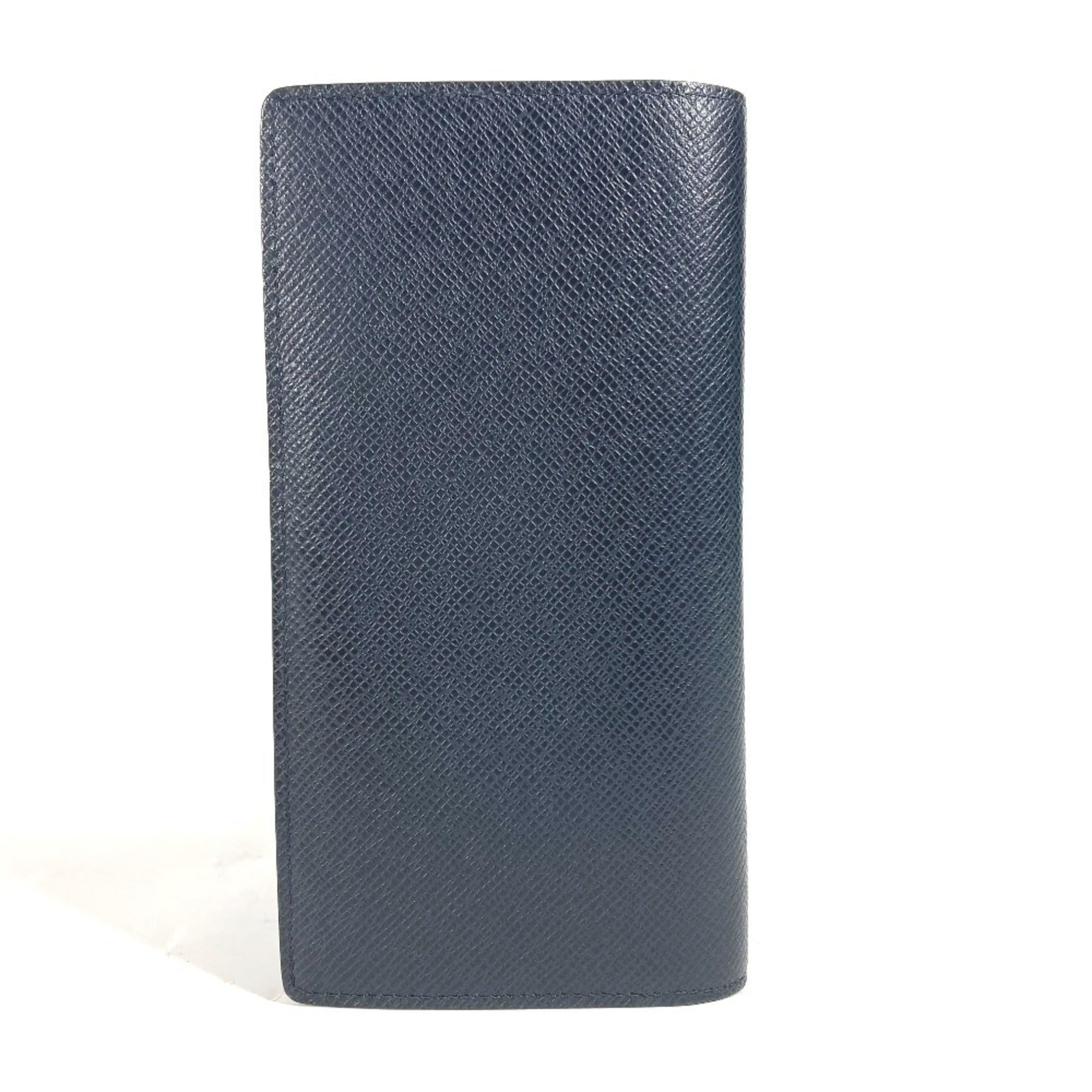 Louis Vuitton Navy Blue Taiga Leather Long Wallet (Bi-Fold) (Pre-Owned)