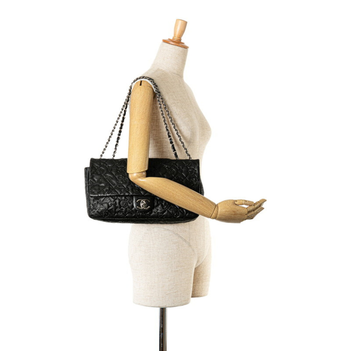 Chanel Black Leather Handbag Shoulder Bag (Pre-Owned)