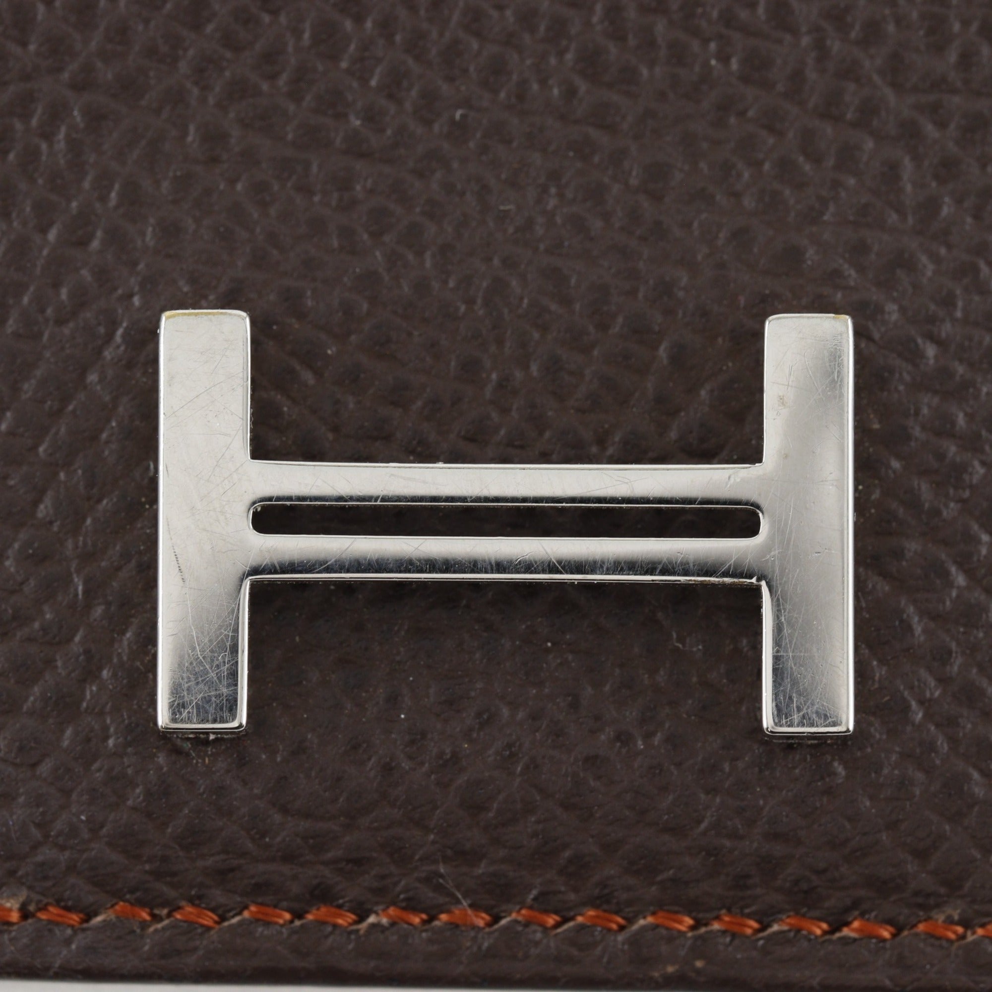 Hermes Bicolor Brown Epsom Leather Long Wallet (Bi-Fold) (Pre-Owned)