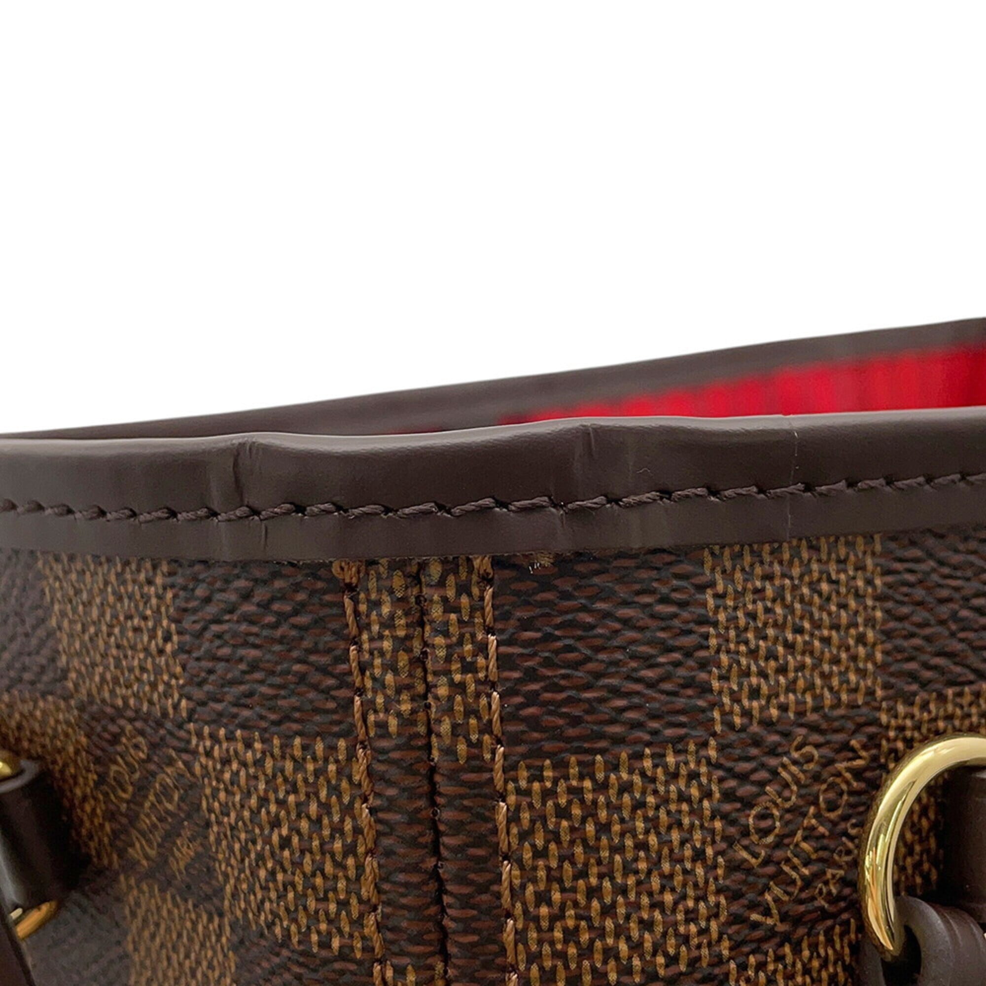 Louis Vuitton Damier Damier Canvas Ebene Red Color Damier Canvas Handbag Pouch Tote Bag (Pre-Owned)