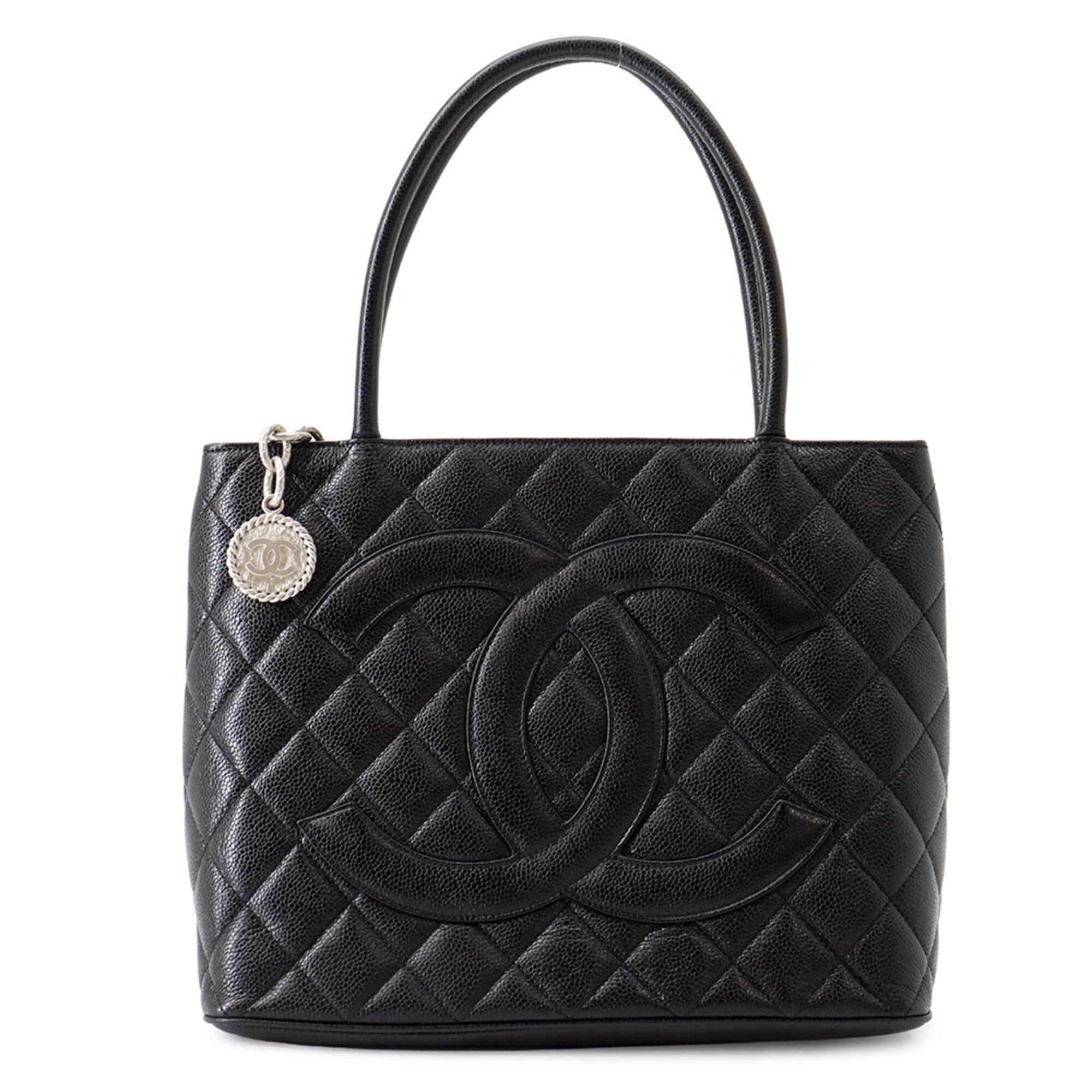 Chanel Matelasse Black Leather Handbag Tote Bag (Pre-Owned)