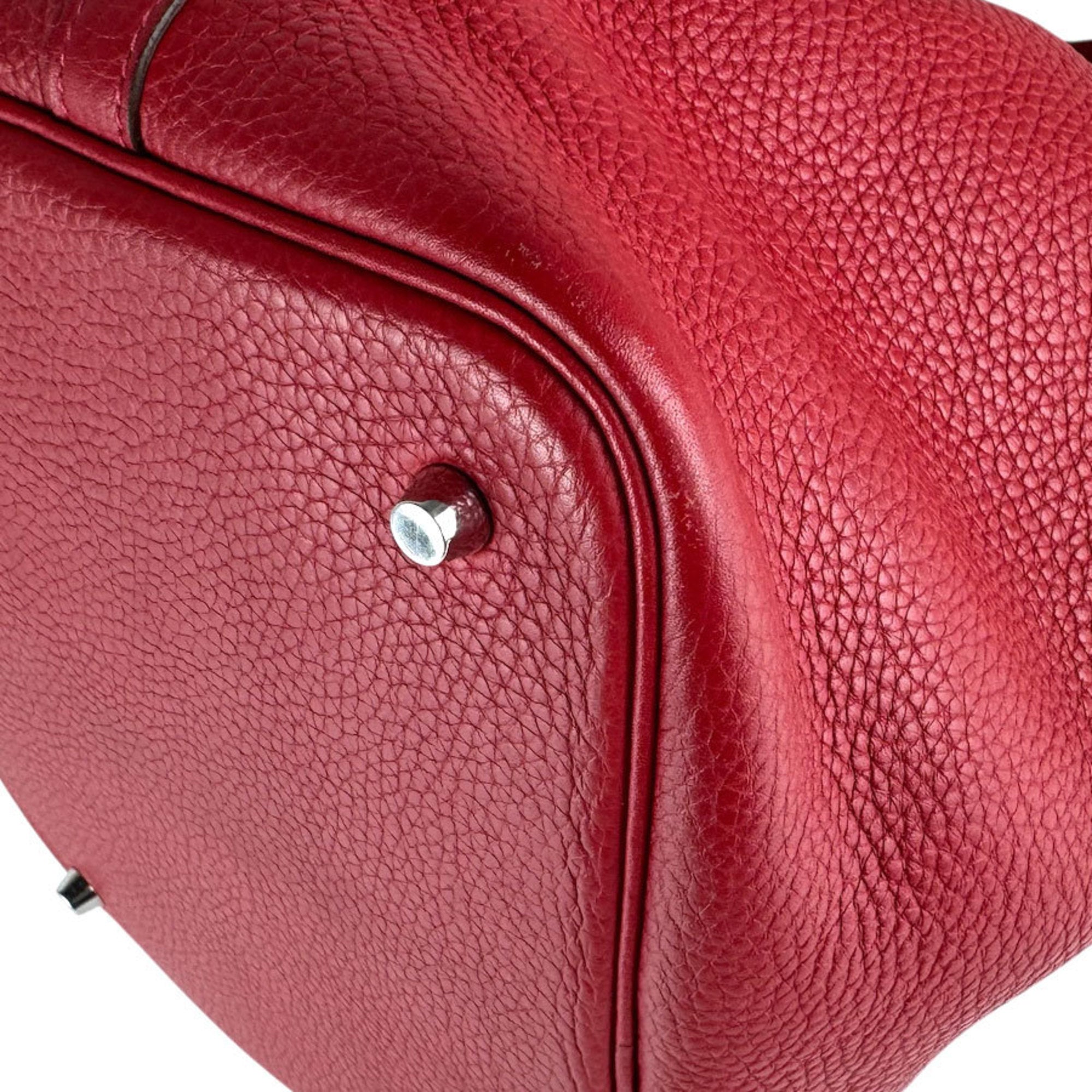 Hermes Rouge Casaque Taurillon Clemence Leather Handbag (Pre-Owned)