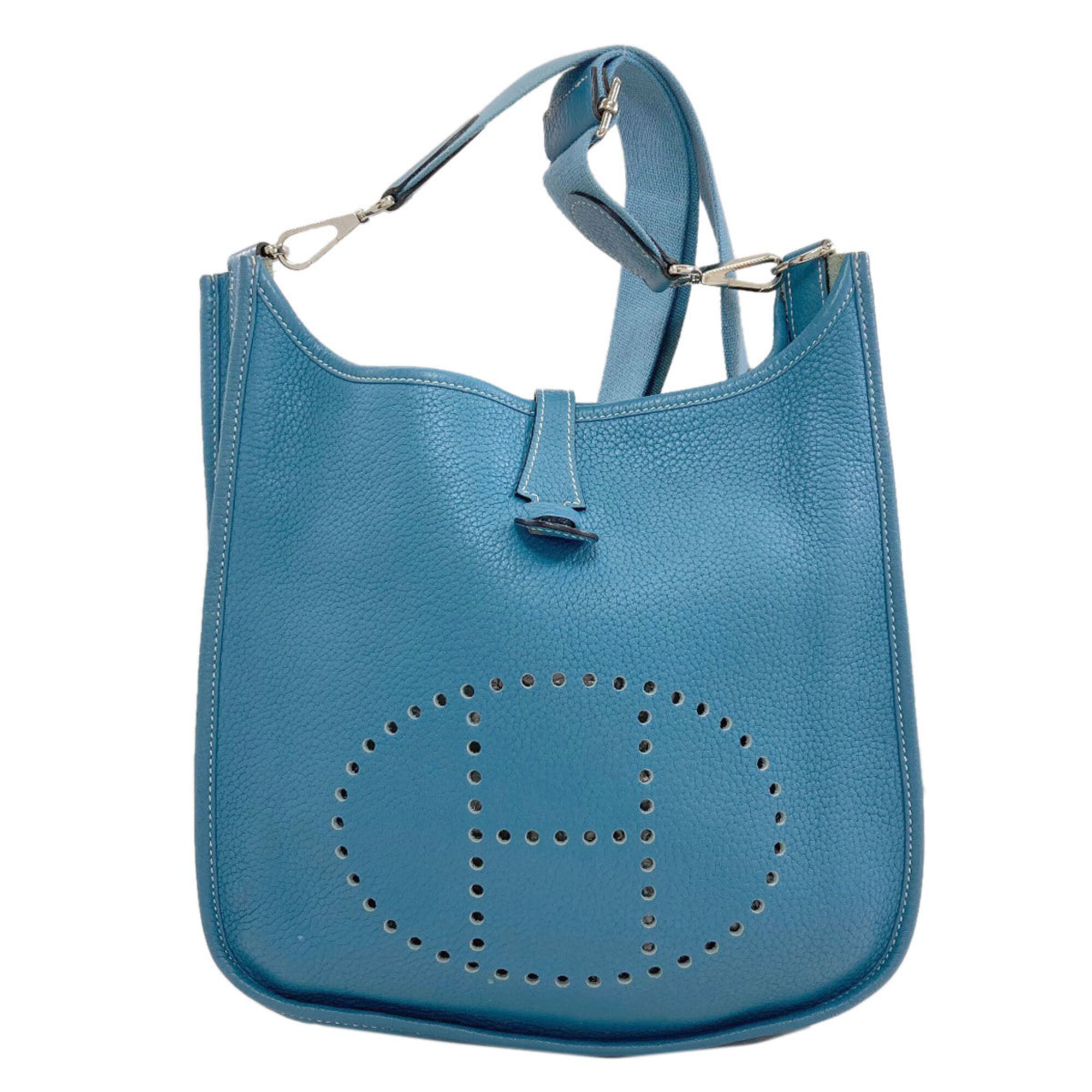 Hermes Blue Taurillon Clemence Leather Shoulder Bag (Pre-Owned)
