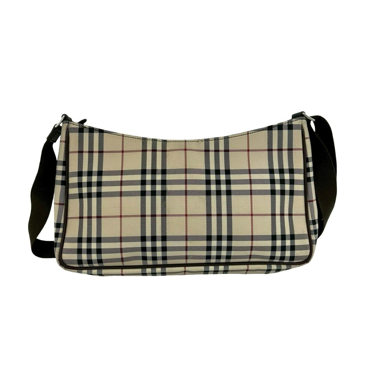 Burberry Beige Brown Canvas Leather Shoulder Bag (Pre-Owned)