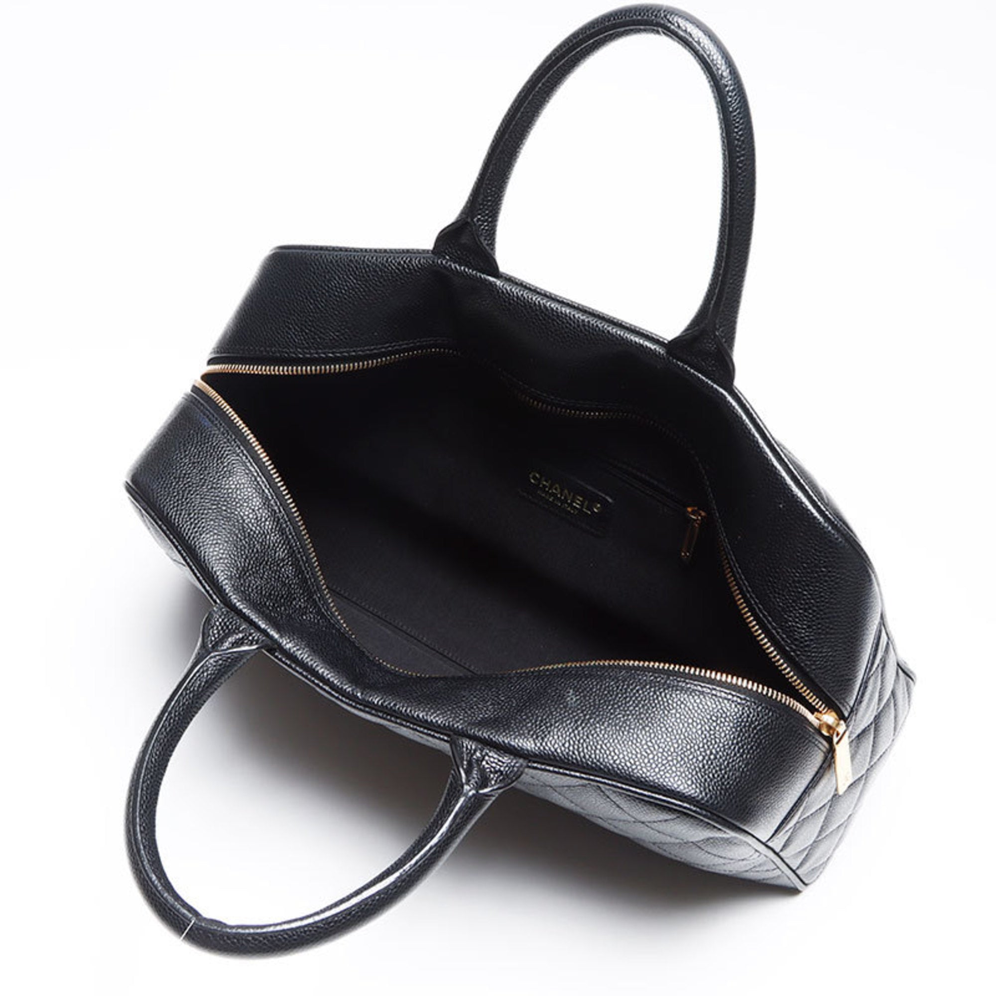 Chanel Black Grained Calfskin Boston Bag (Pre-Owned)