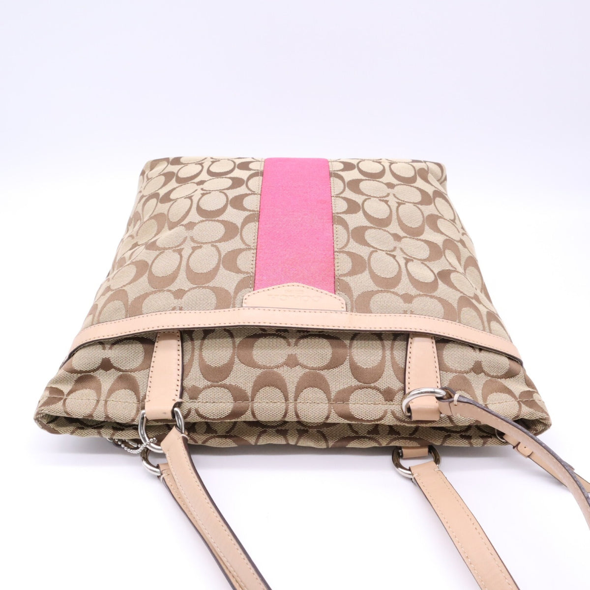 Coach Brown Pink Signature Line Tote Bag (Pre-Owned)