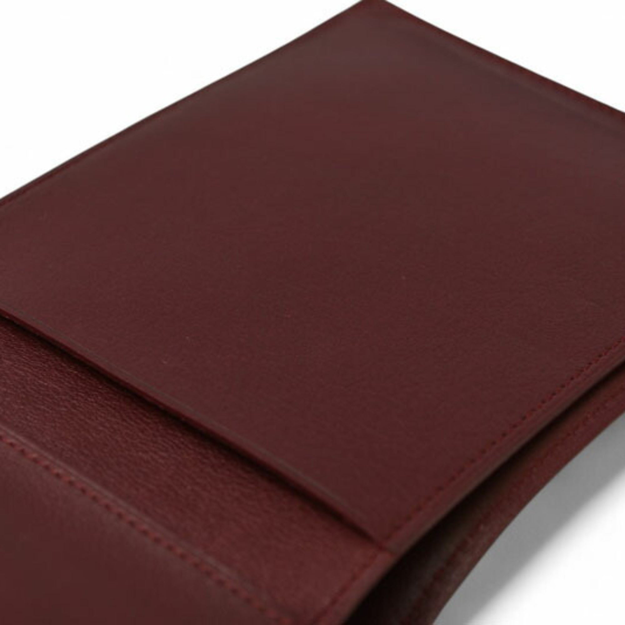 Cartier Bordeaux Leather Wallet (Tri-Fold) (Pre-Owned)