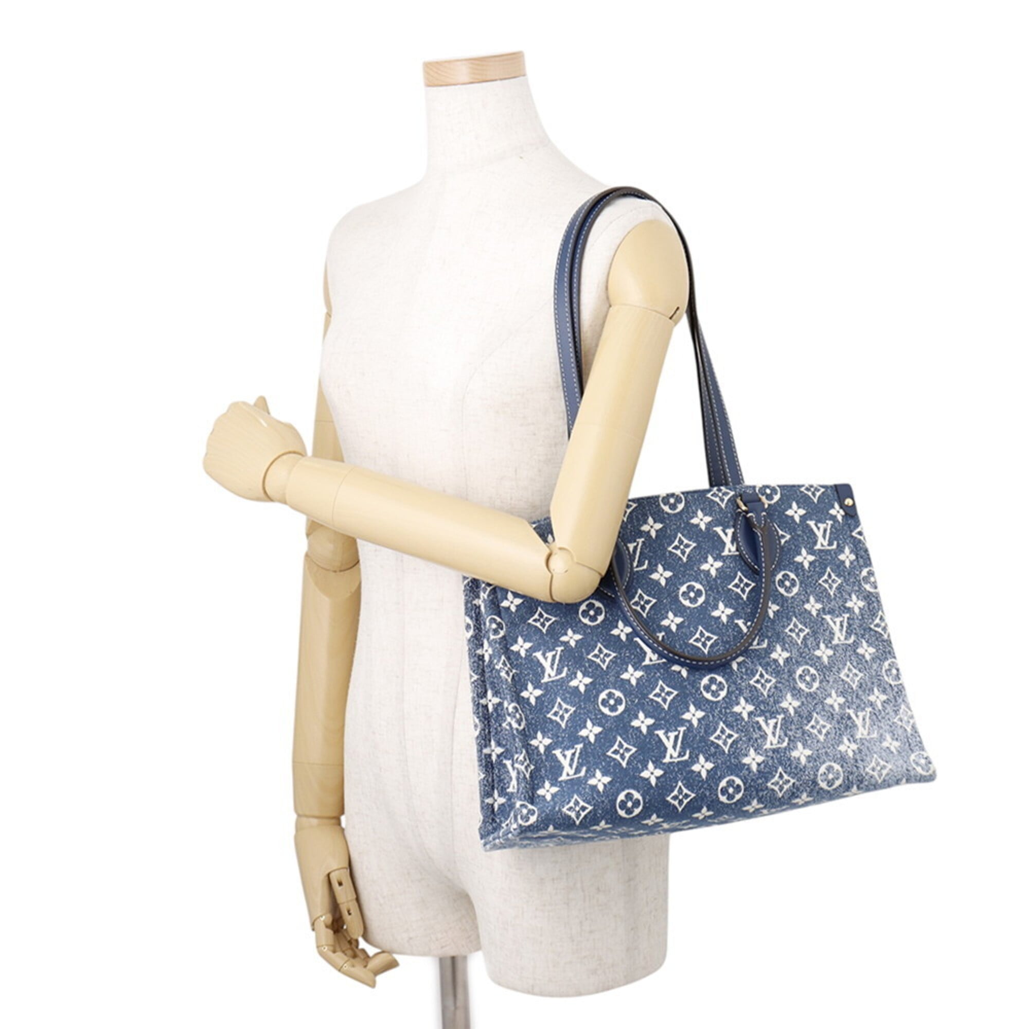 Louis Vuitton Blue Monogram Handbag Tote Bag (Pre-Owned)