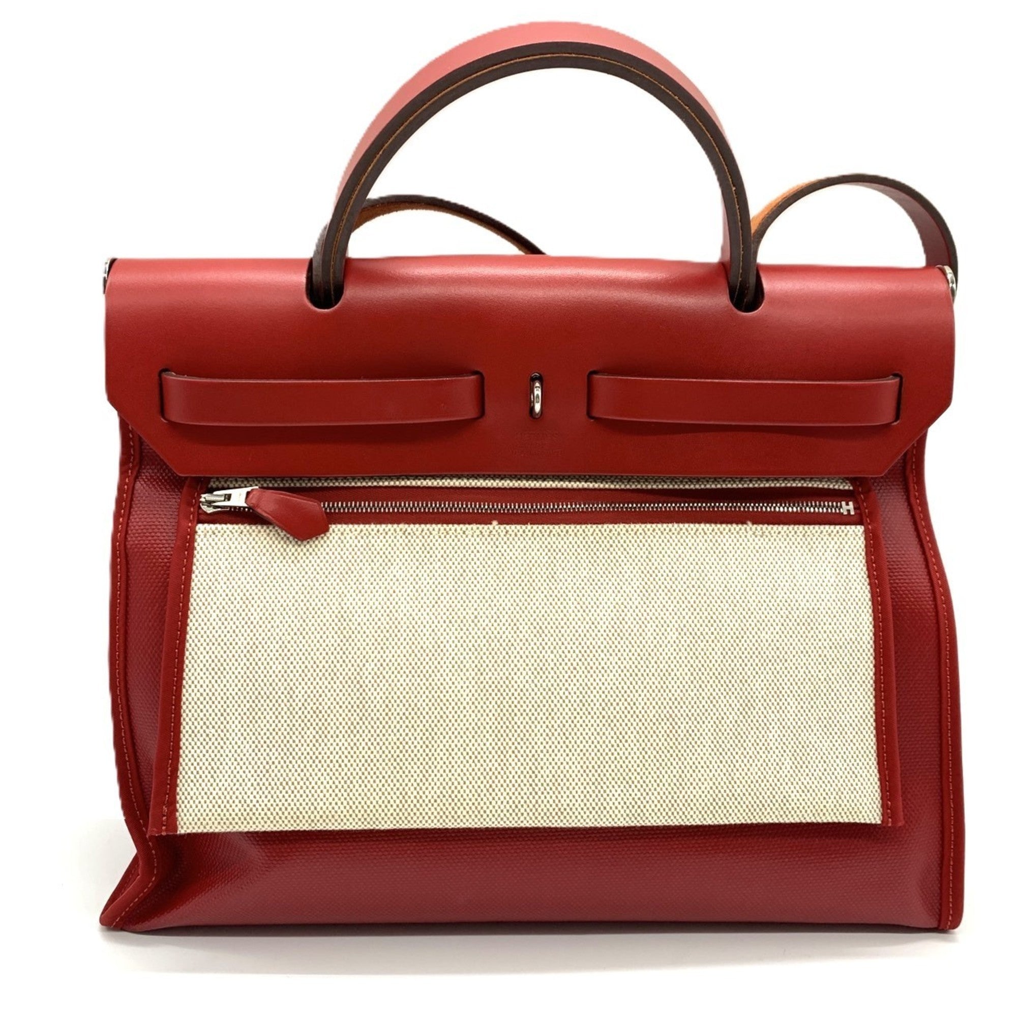 Hermes Her Bag Coated Canvas Leather Shoulder Bag (Pre-Owned)