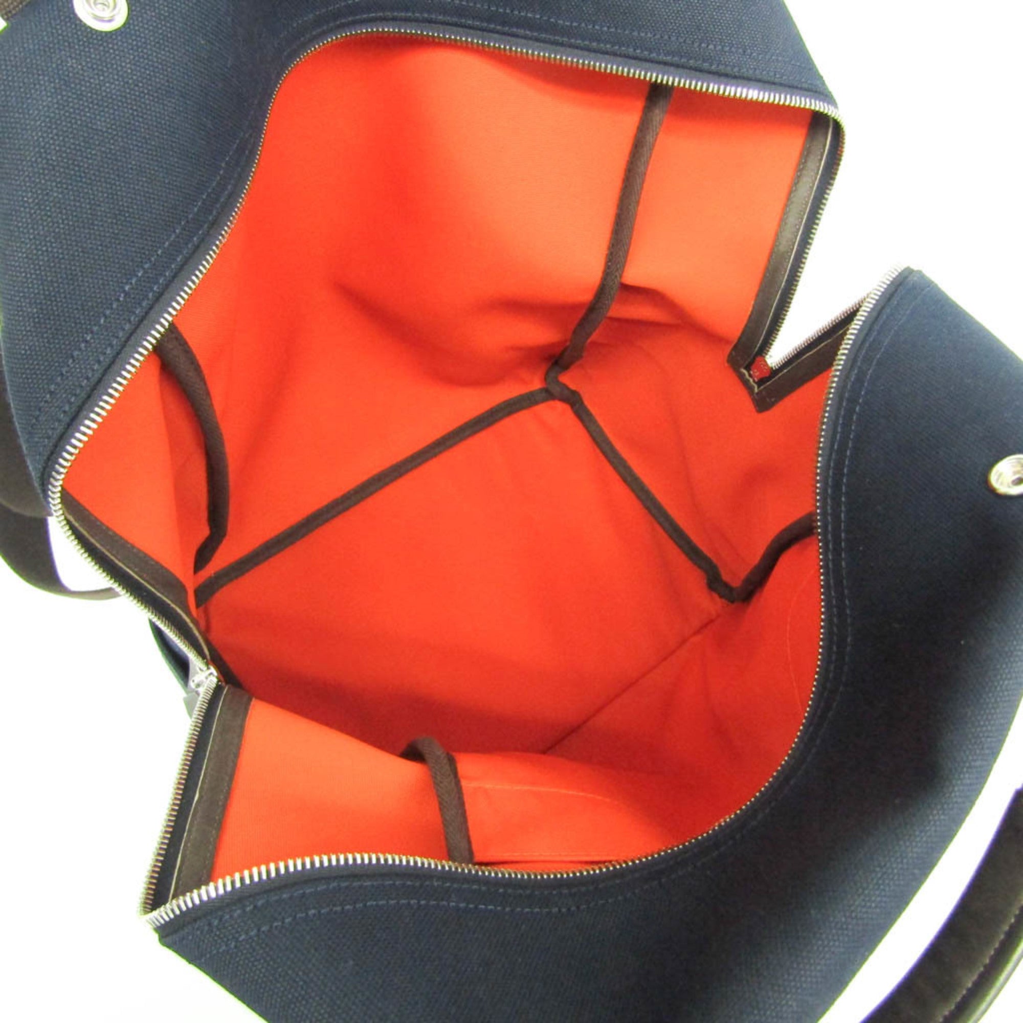 Hermes Navy Toile Chevron Leather Backpack (Pre-Owned)