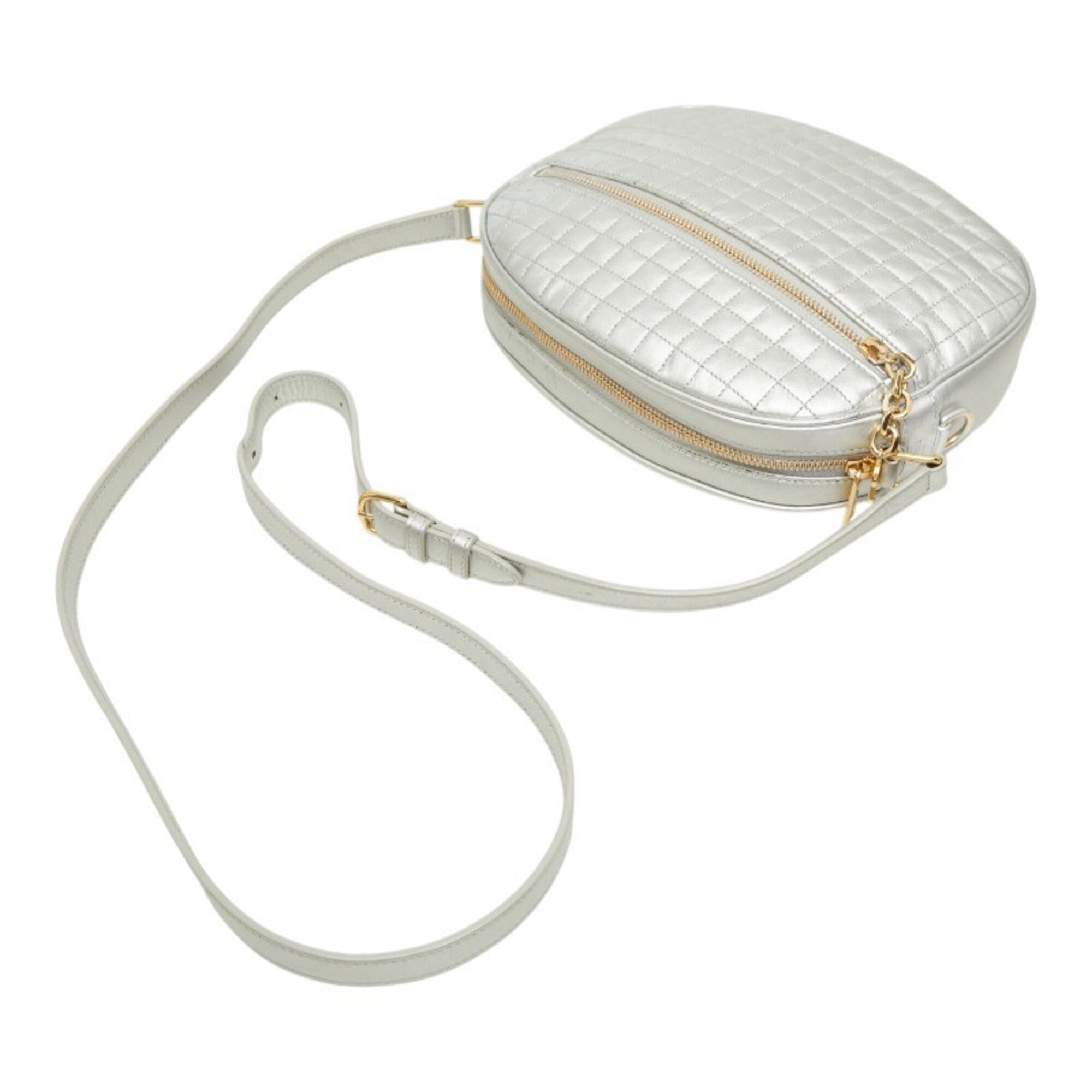 Celine Silver Leather Shoulder Bag (Pre-Owned)