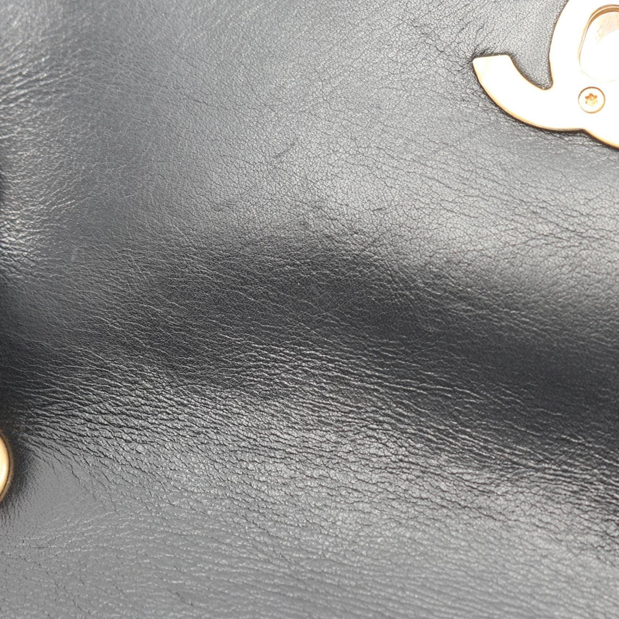 Chanel Black Leather Handbag Shoulder Bag (Pre-Owned)