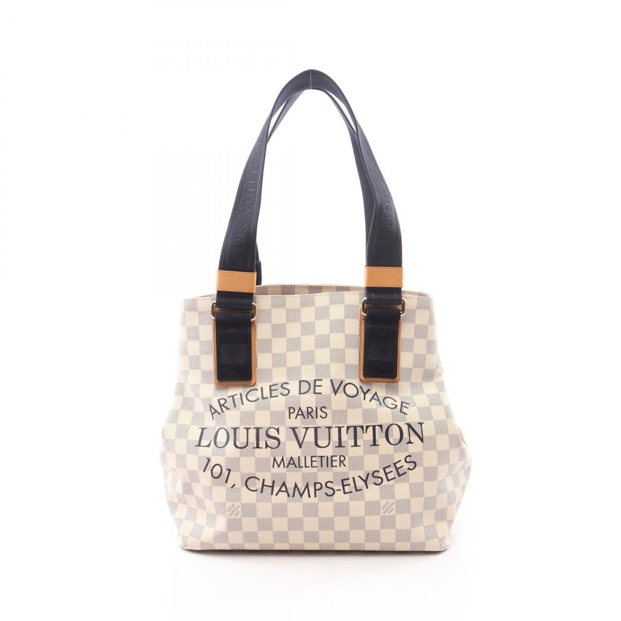 Louis Vuitton Damier Azur Navy White Coated Canvas Suede Handbag Tote Bag (Pre-Owned)