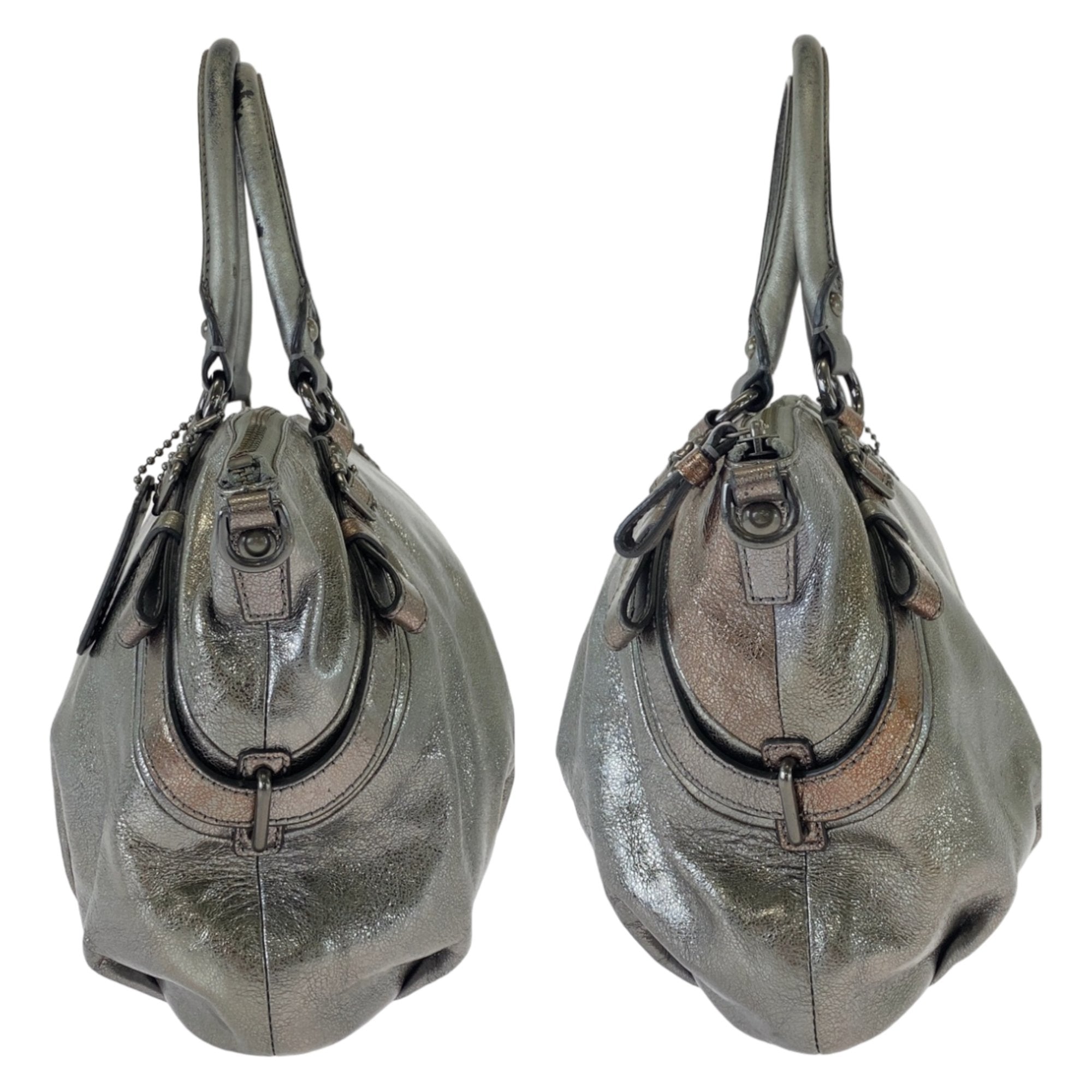 Coach Silver Leather Handbag Tote Bag (Pre-Owned)