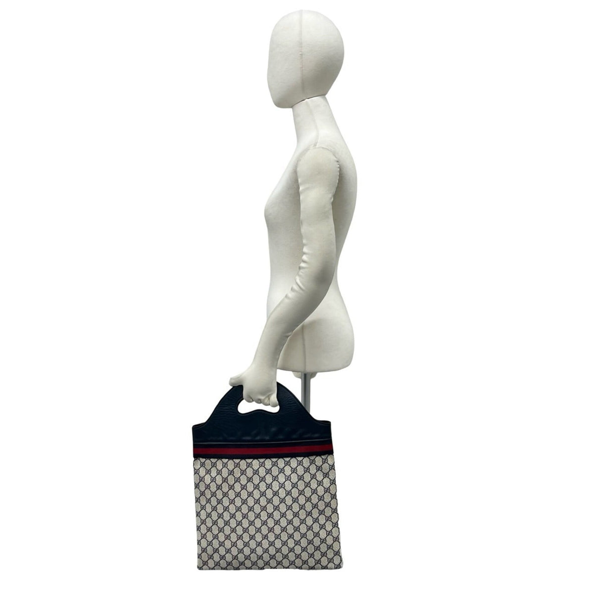 Gucci Navy Red Color Pvc Leather Handbag Tote Bag (Pre-Owned)