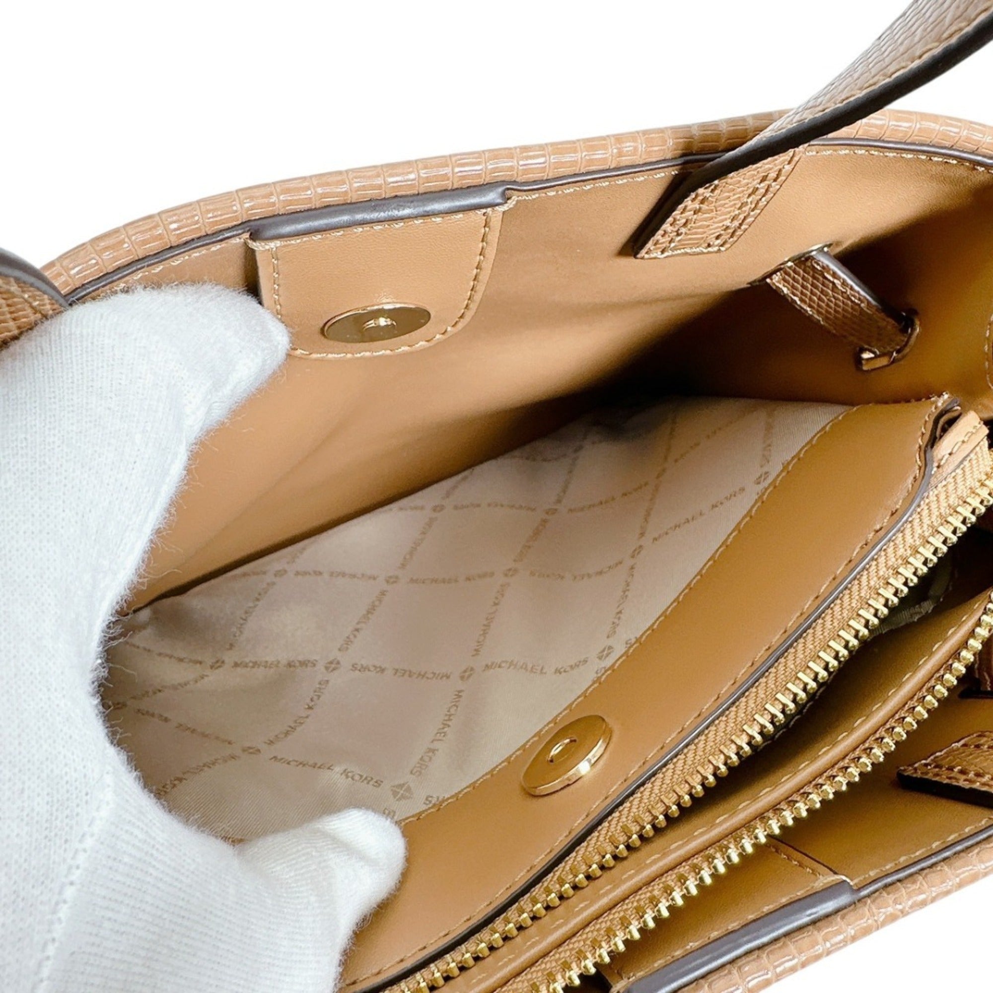 Michael Kors Brown Elastane Handbag Shoulder Bag (Pre-Owned)