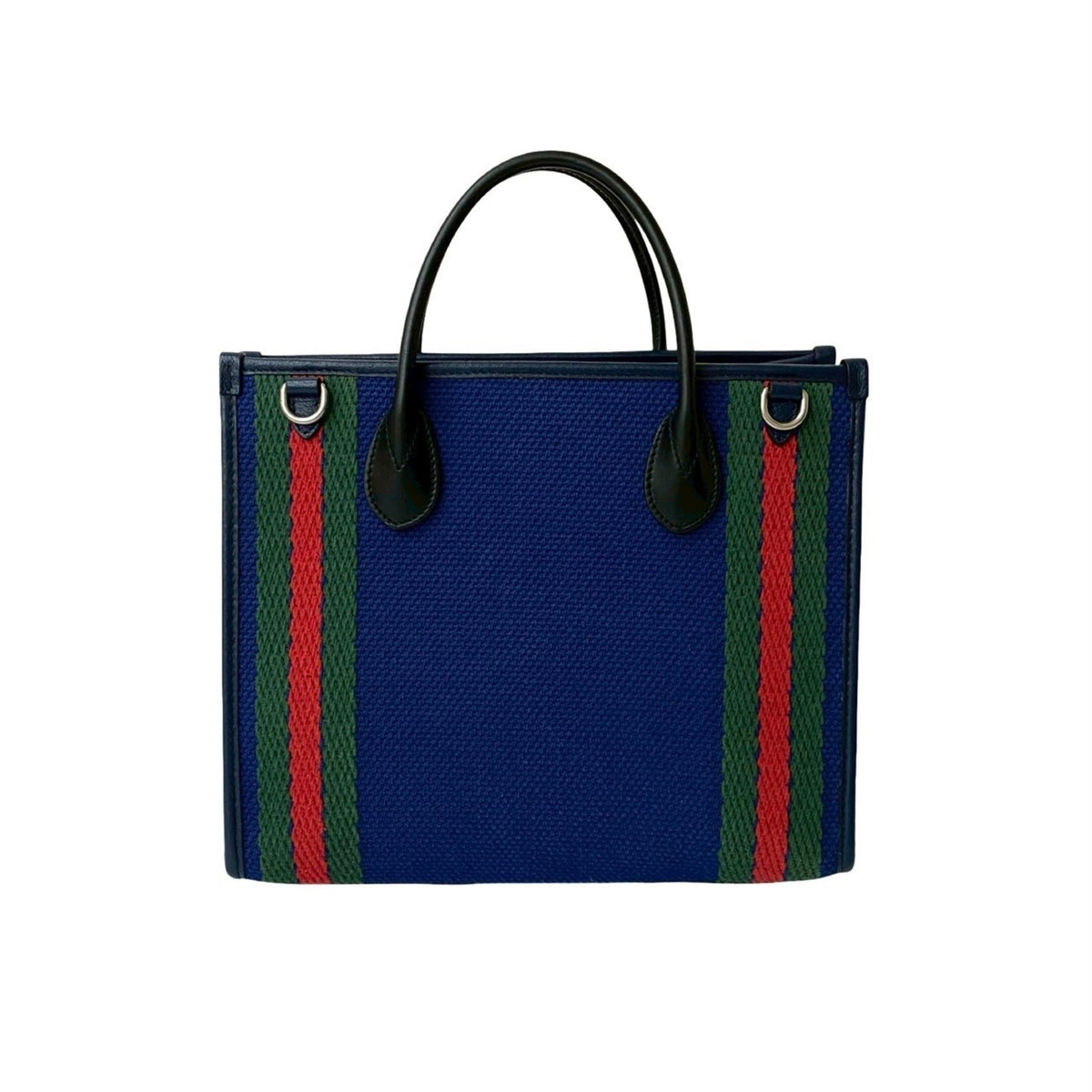Gucci Black Blue Green Navy Red Color Canvas Handbag Tote Bag (Pre-Owned)