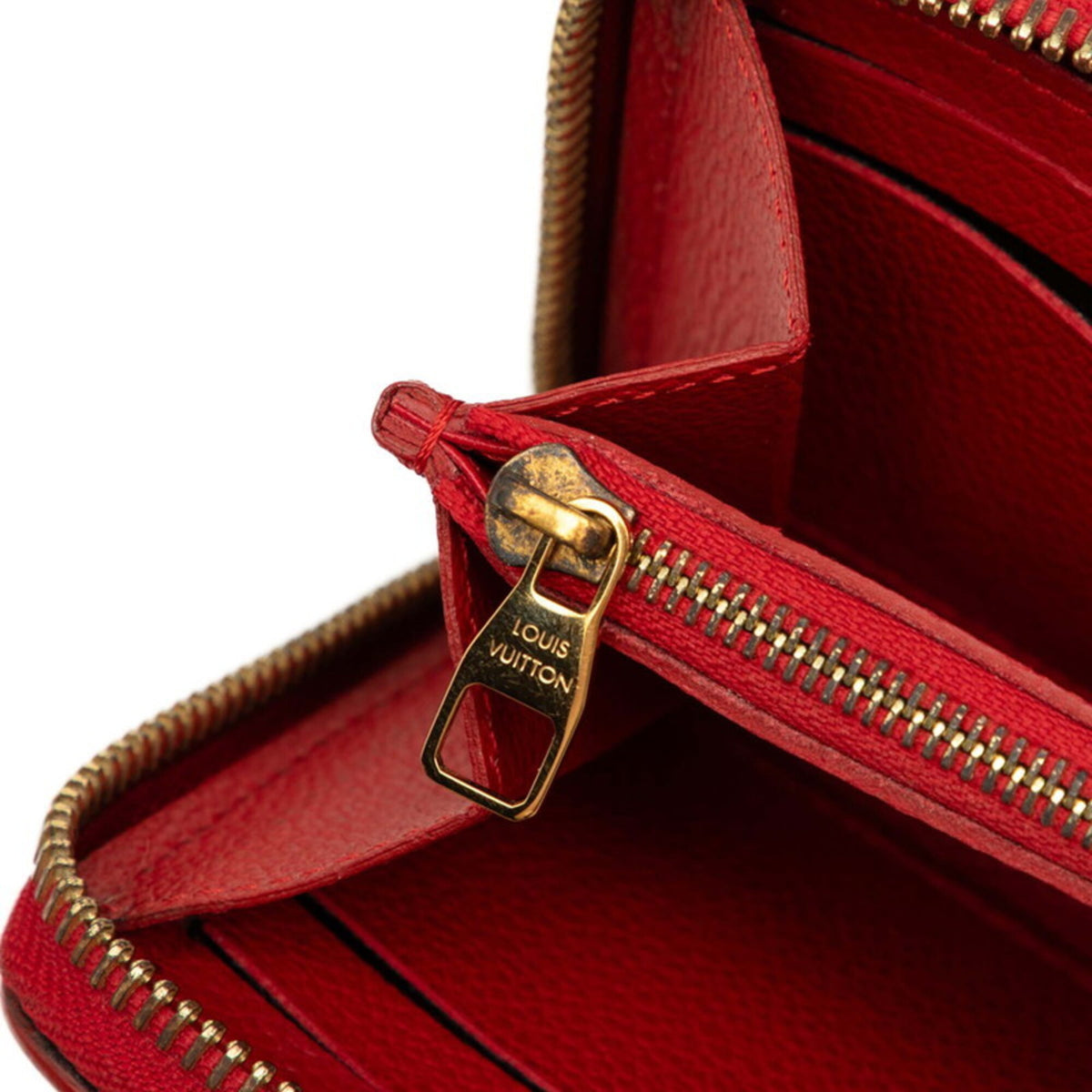 Louis Vuitton Navy Red Color Leather Long Wallet (Bi-Fold) (Pre-Owned)