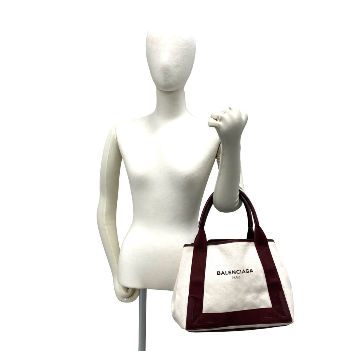 Balenciaga Ivory Red Color Wine Canvas Leather Handbag Pouch (Pre-Owned)
