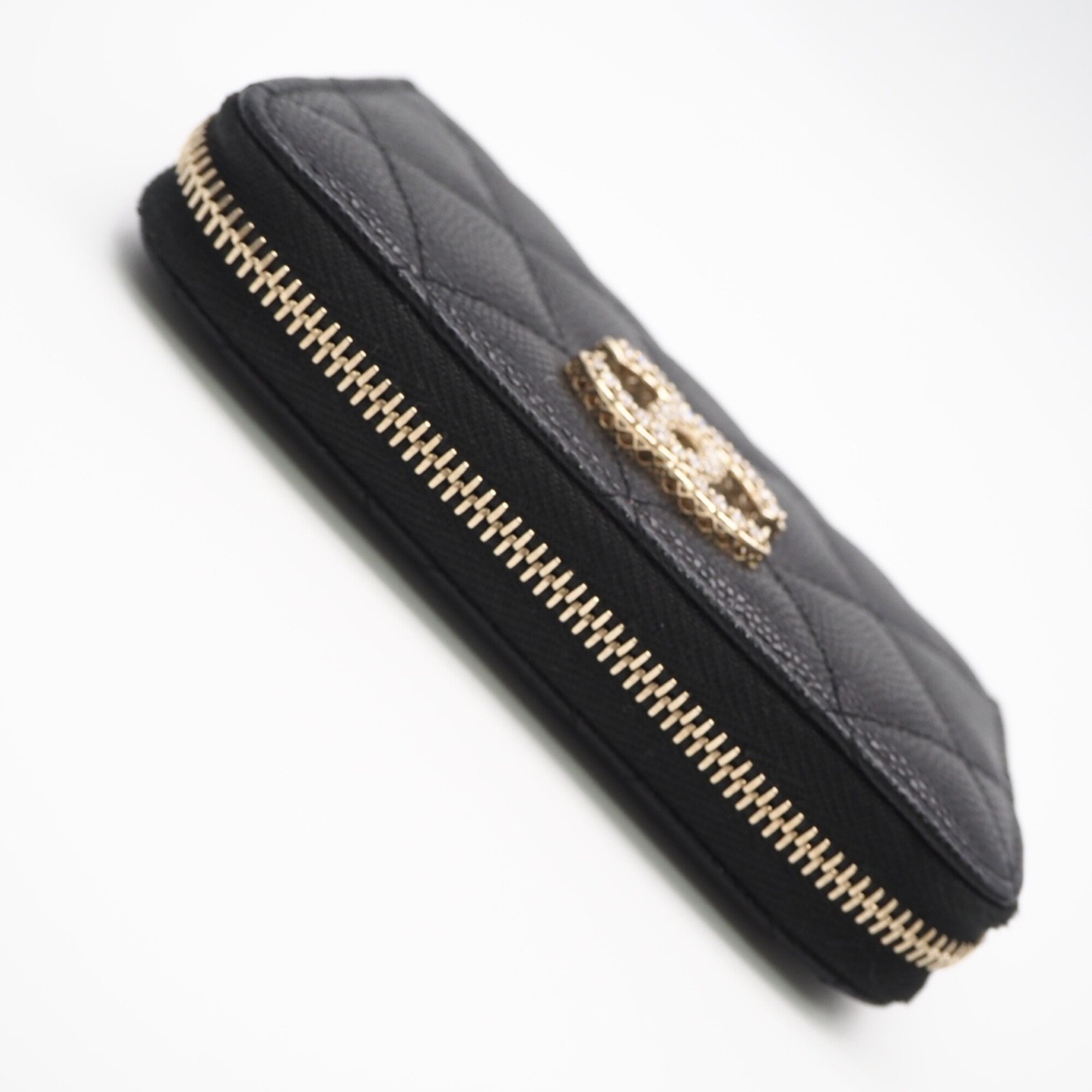 Chanel Matelasse Black Grained Calfskin Coin Purse/Coin Case (Pre-Owned)